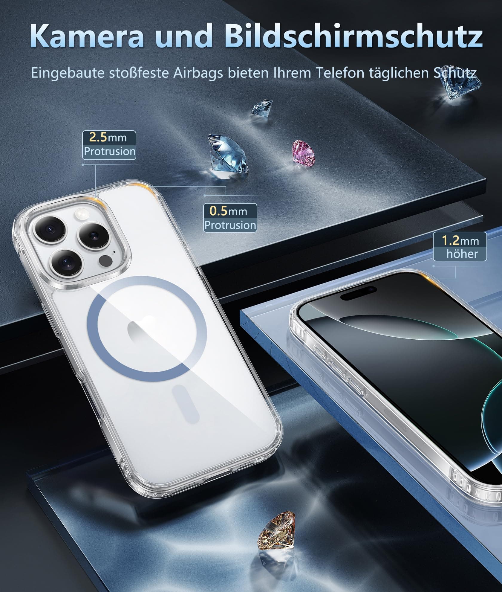 Husă FNTCASE iPhone 16 Pro transparentă militară magnetică anti-șoc MagSafe protecție grade