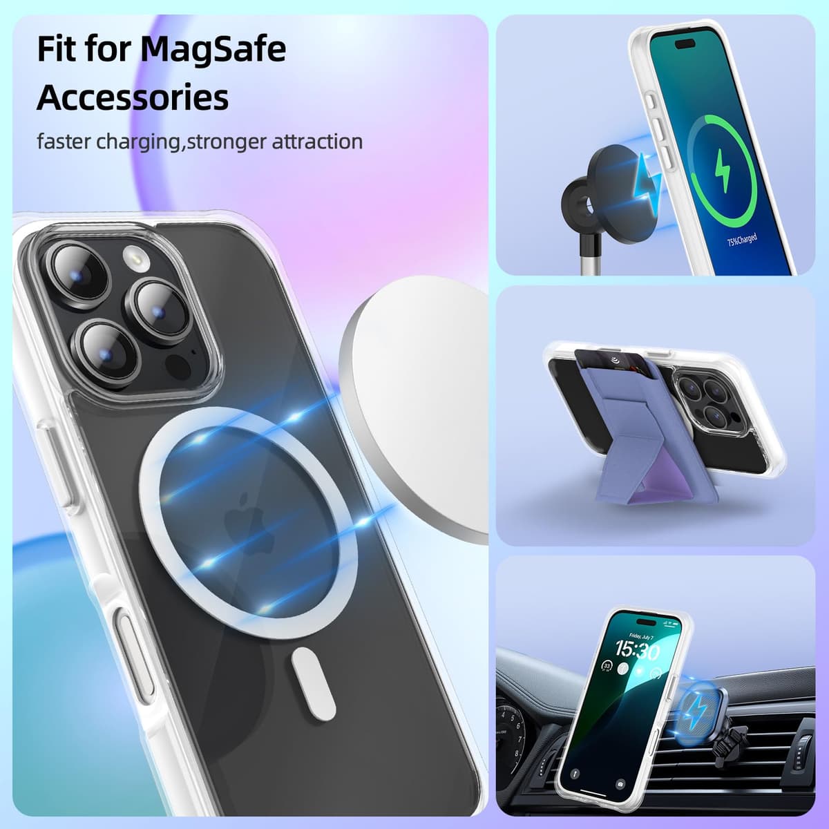 pcgaga husă iPhone 16 Pro Max (2024), compatibilă MagSafe, protecție militară airbag-uri alb