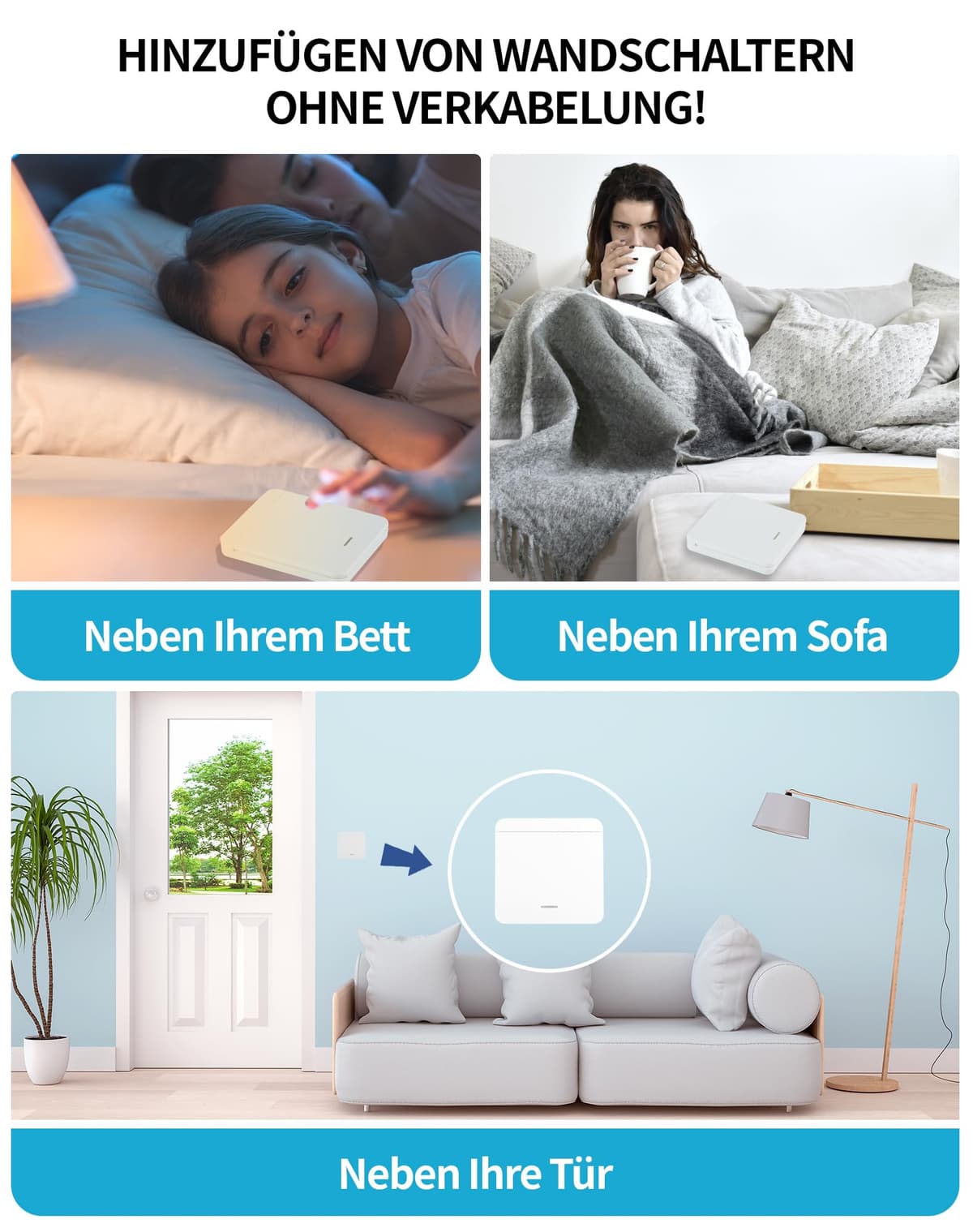 LAOYE Întrerupător Lumină Wireless Set Comutator Fără Fir cu Receptor până la 50m