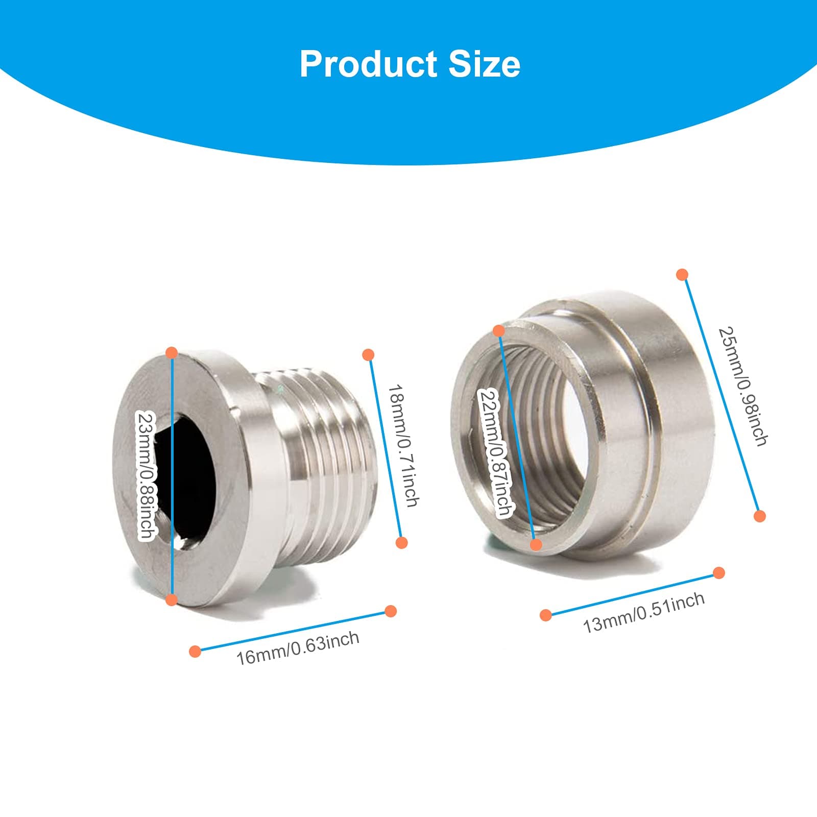 Șuruburi hexagonale senzor oxigen RUIZHI M18X1.5, 4 bucăți, dopuri pentru senzor O2 vehicule auto