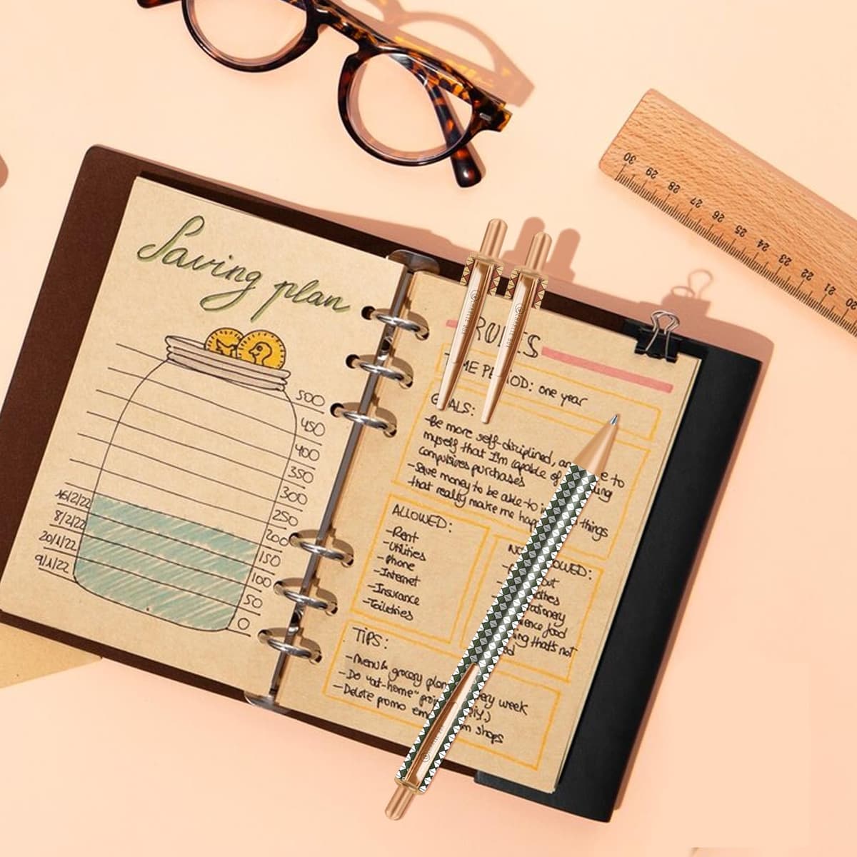 TUNJILOOL Set Pixuri Retractabile Metal 0.5mm Adulți Copii Școală Birou (Verde*2)