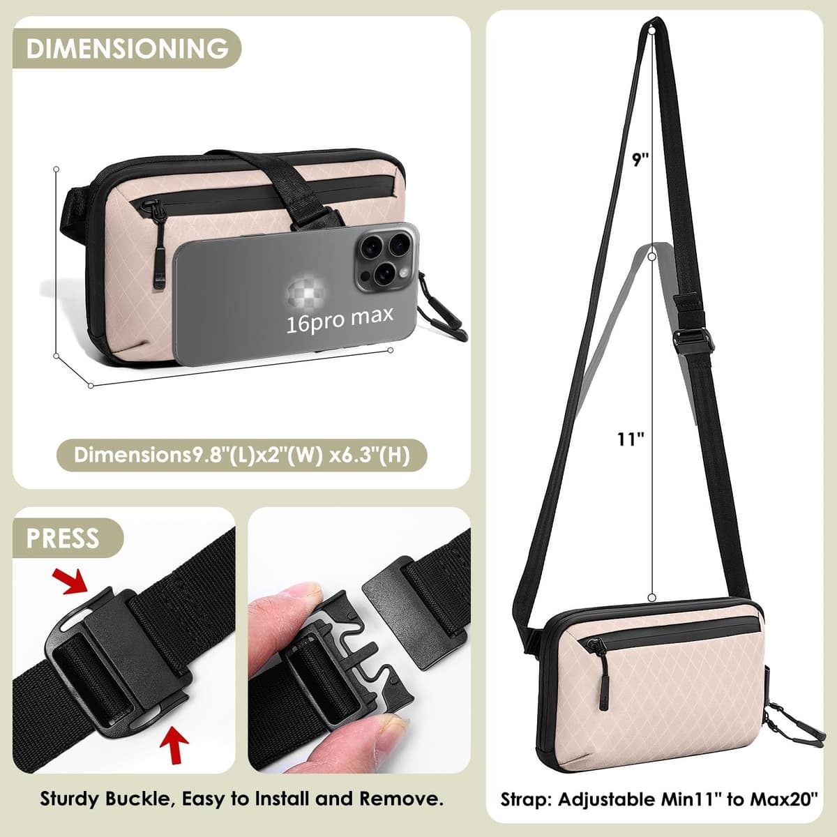 SIMTOP geantă crossbody telefon femei nylon geantă umăr mică cu portofel – roz