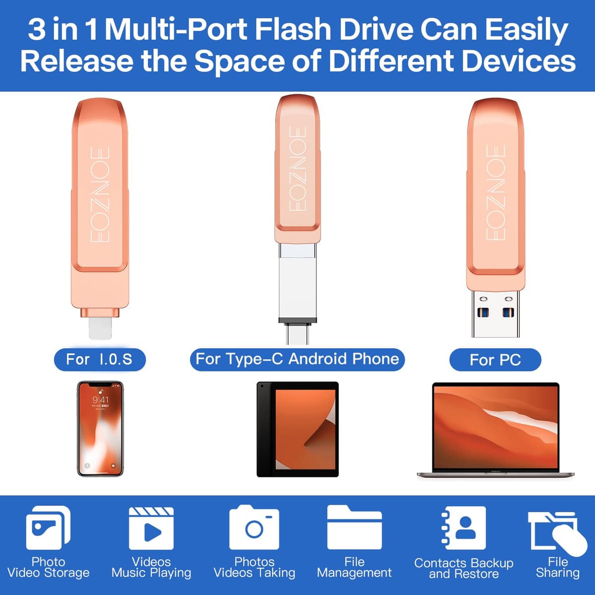 Stick USB 32GB telefon compatibil OTG pentru poze și video – negru