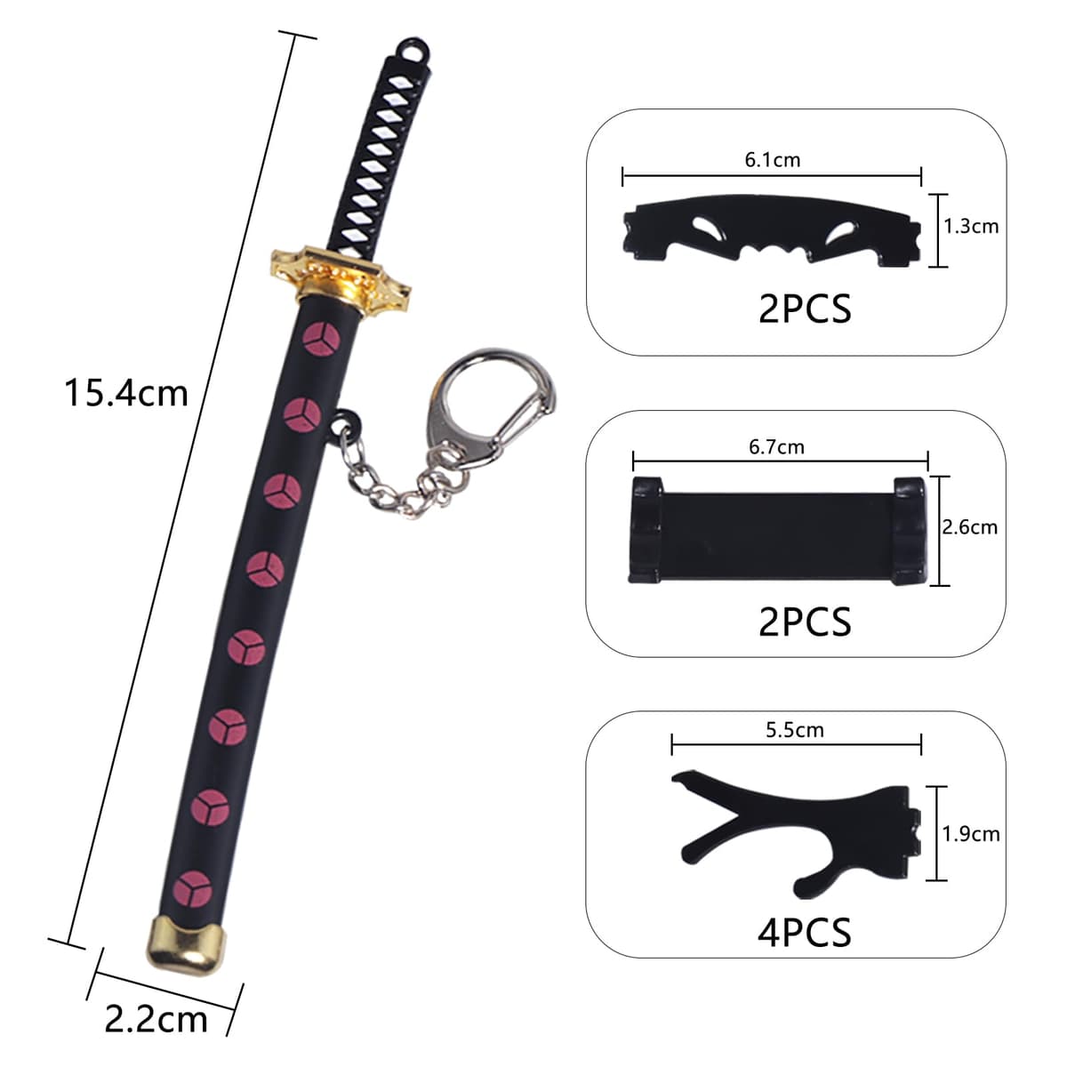 Gebiuhoo Set 2 piese breloc Katana pentru fanii One Piece – 15cm