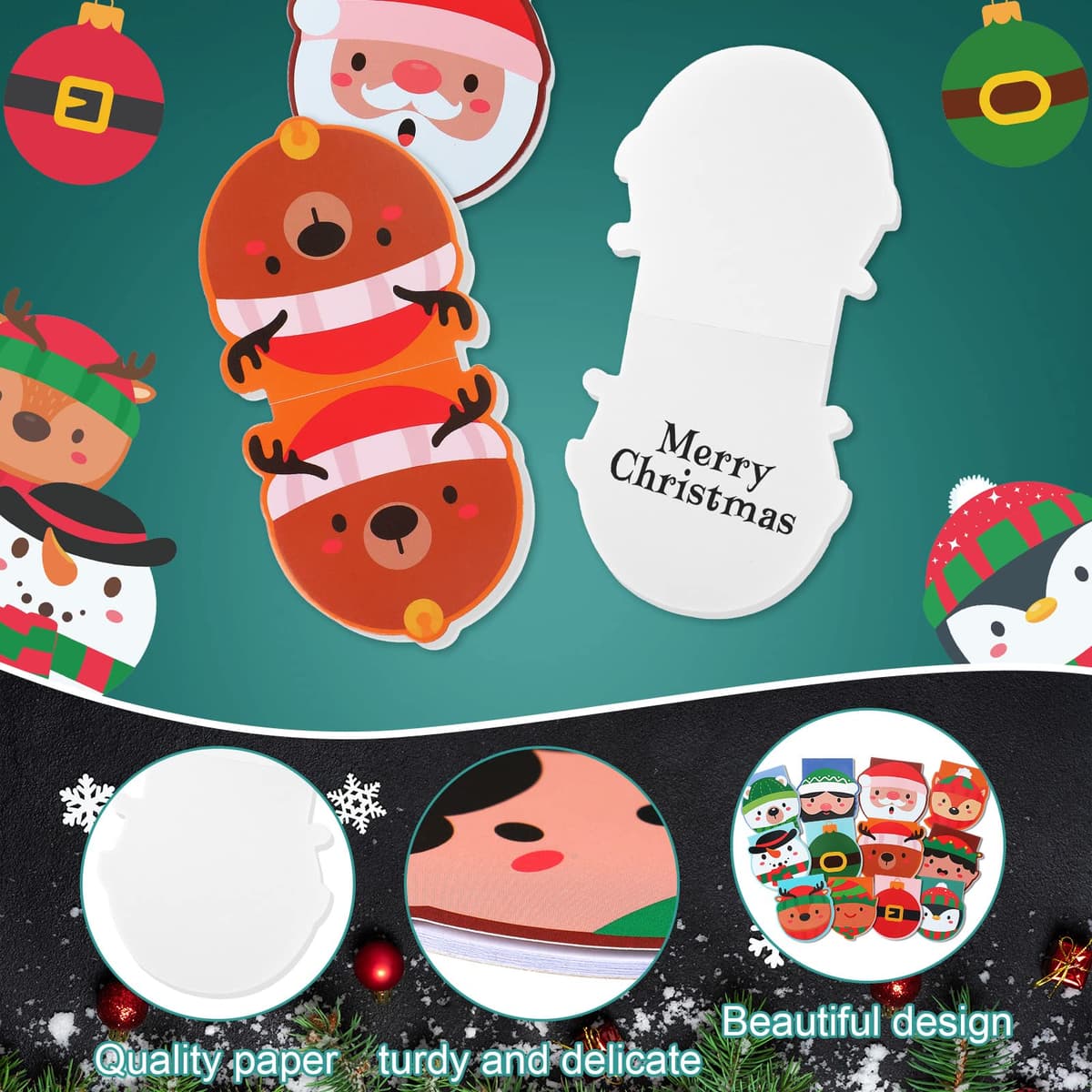 Set 48 piese caiete mini Crăciun notepad-uri mici – om de zăpadă Moș Crăciun