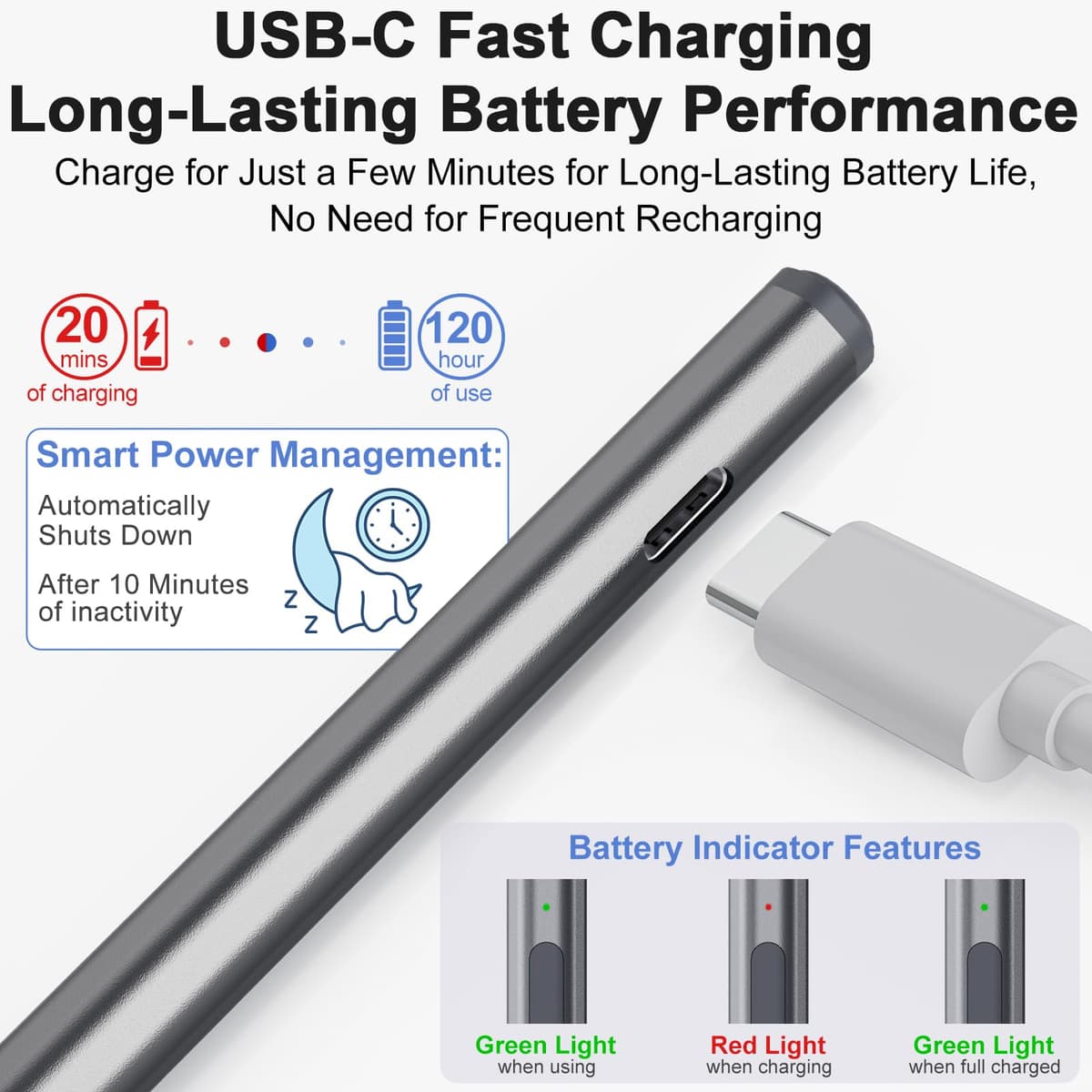 Stylus USI 2.0 Încărcare Rapidă cu Palm Rejection – Negru