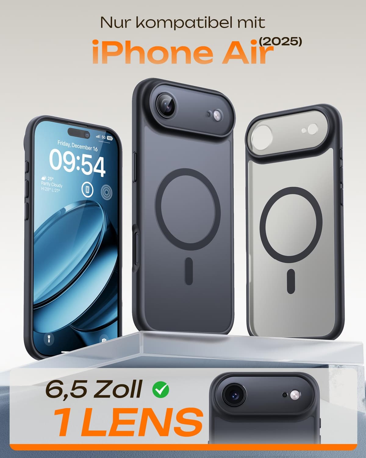 Husă iPhone 17 Air MagSafe Camera Control Anti-șoc Translucid Mat – Negru