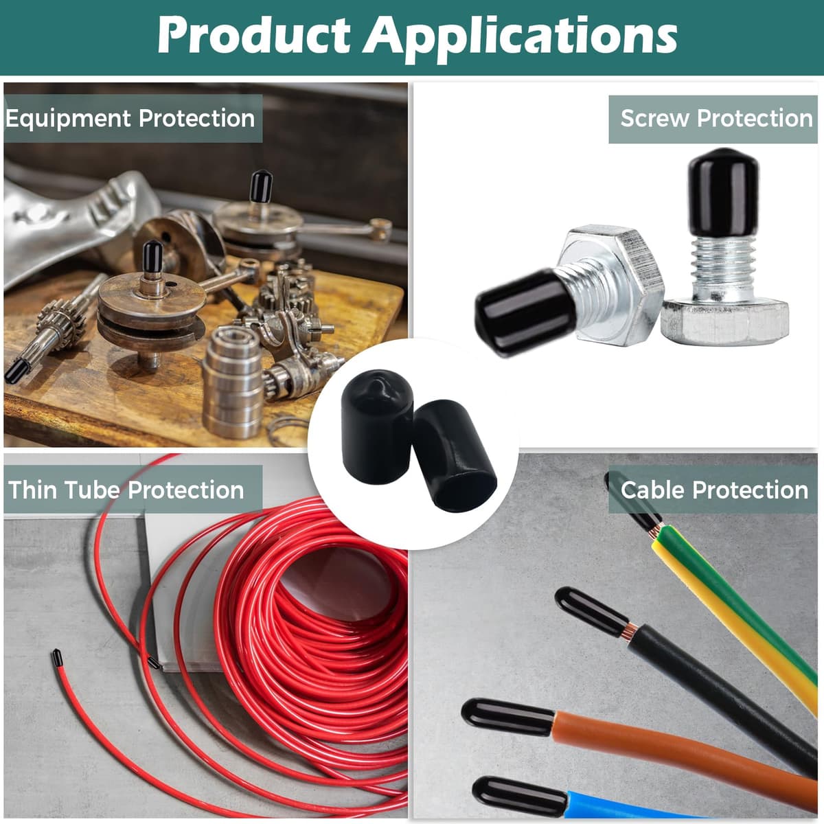 Capace protectoare din cauciuc 220buc PVC pentru tuburi 12 dimensiuni – negru