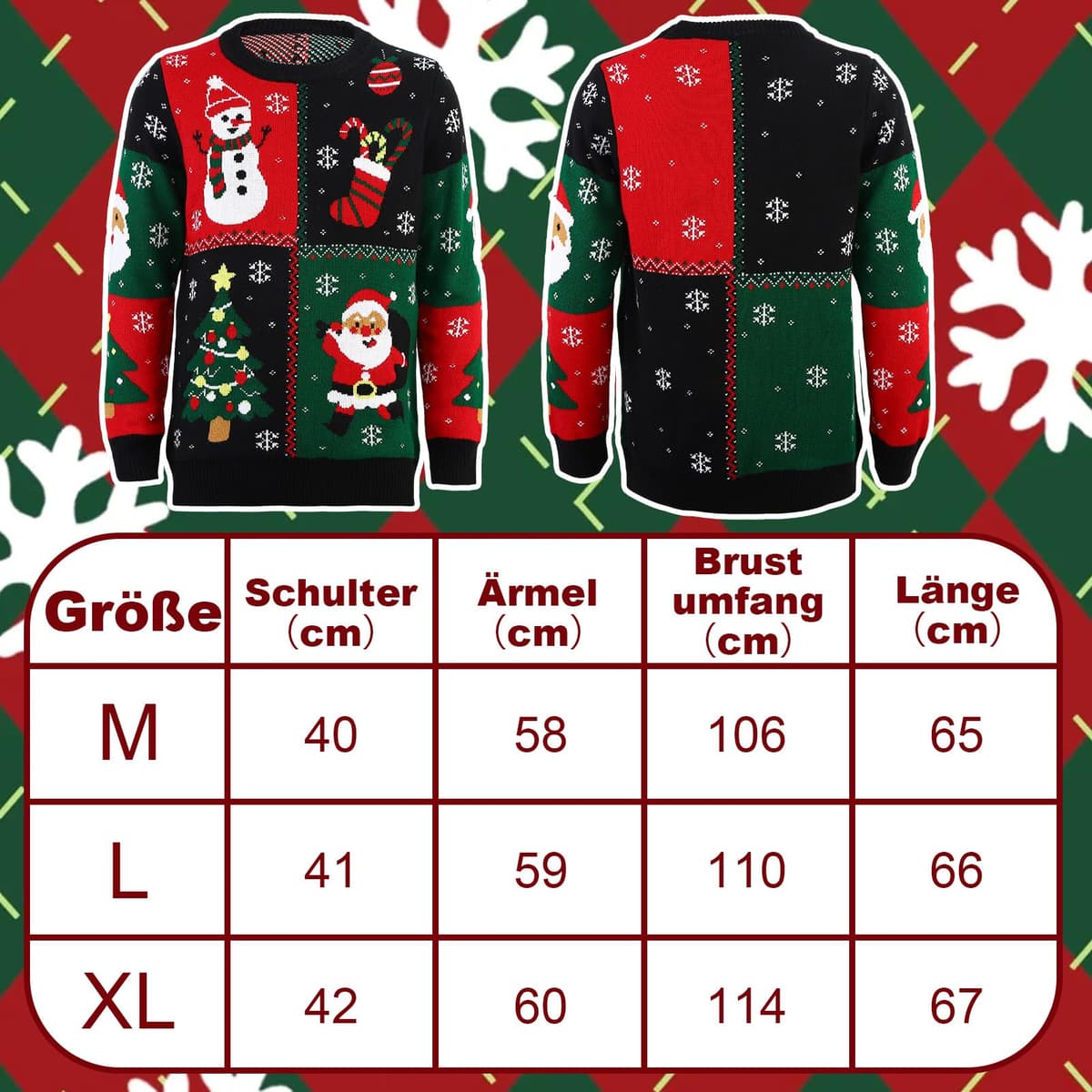 Pulover de Crăciun amuzant cu gât rotund tricotat - culori asortate, L