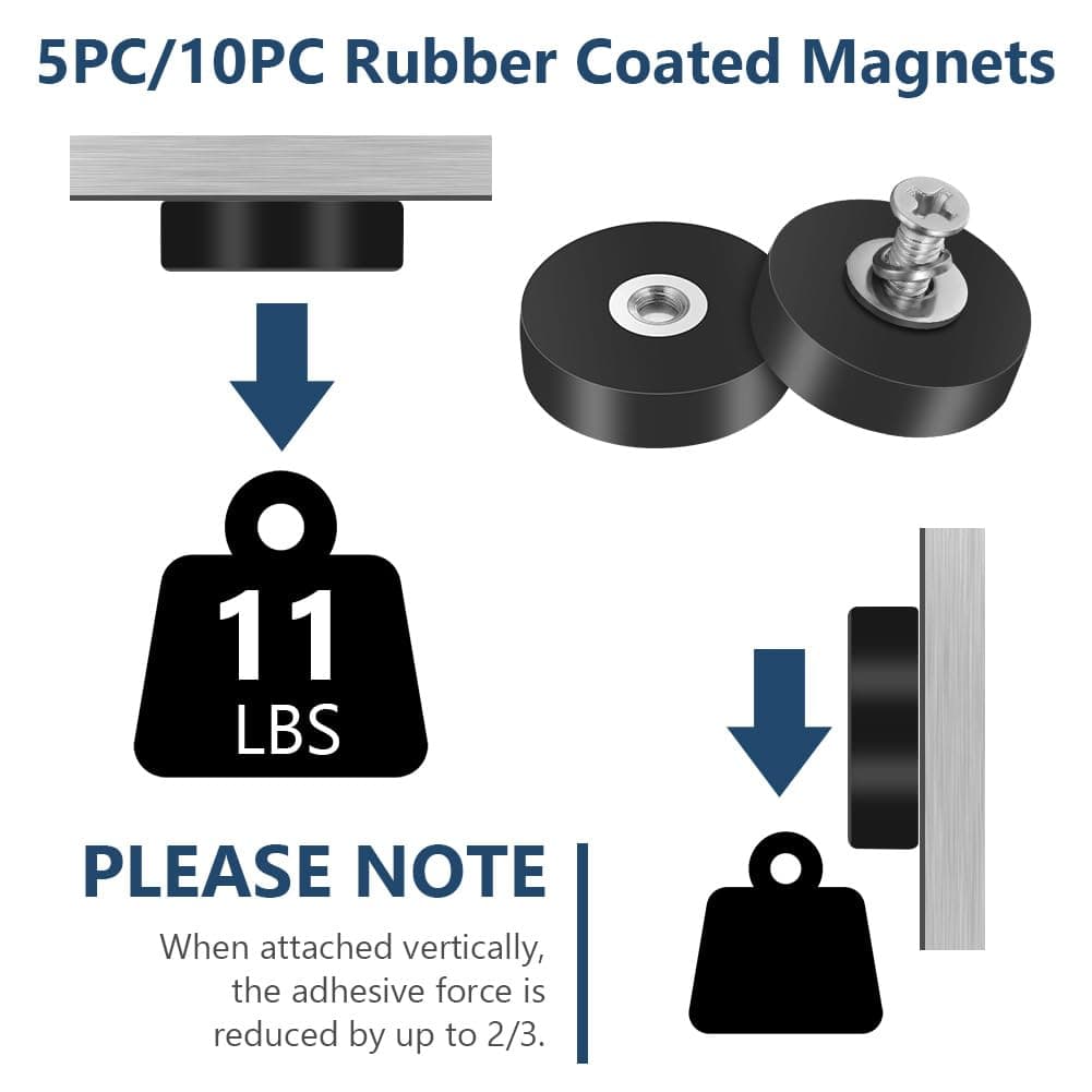 Magneți neodim utilitari 10buc acoperire cauciuc 22mm - negru