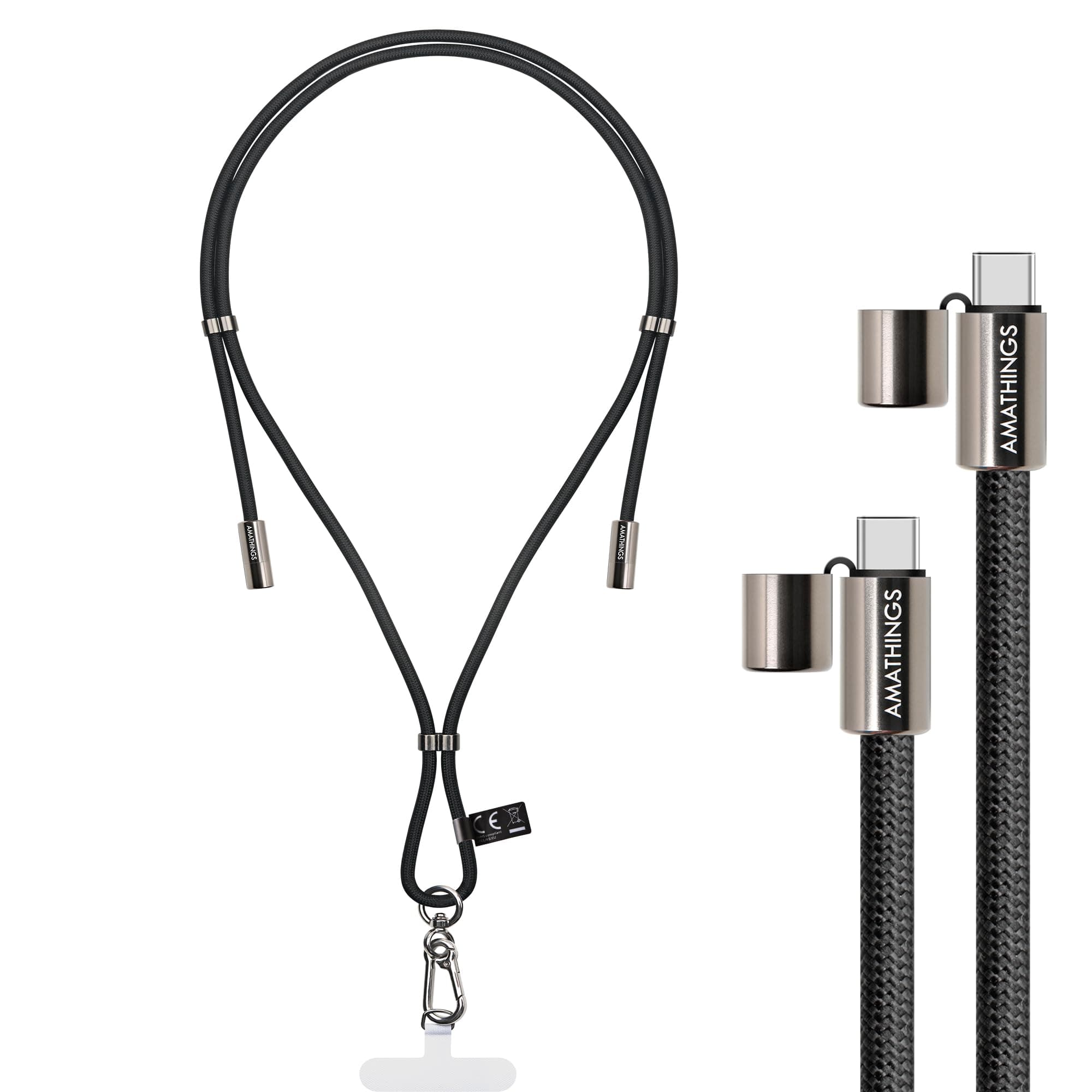 Cablu AMATHINGS USB-C la USB-C snur 60W încărcare rapidă reglabil negru portabil