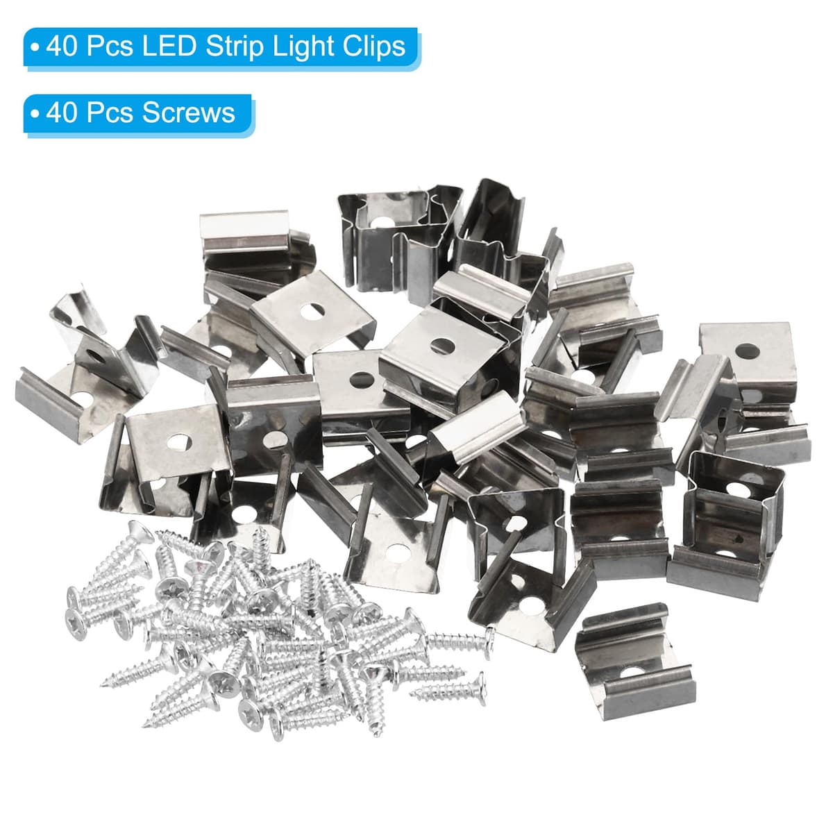 Clipsuri bandă LED 40 bucăți suporturi montare pentru benzi 13-15mm – inox