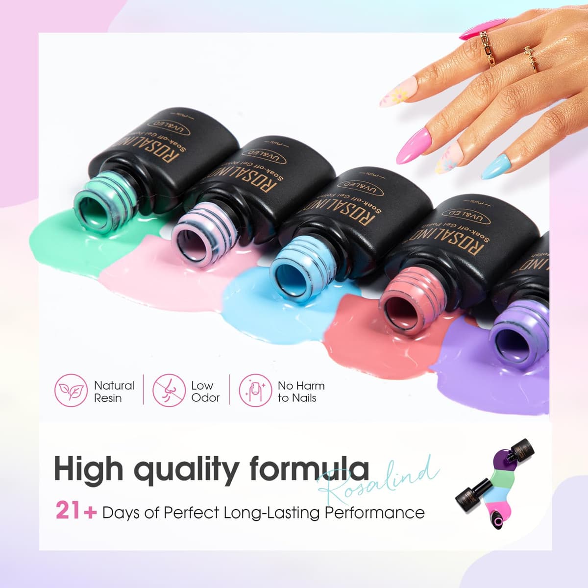 ROSALIND set lac unghii semi-permanent 30 culori – violet roz albastru verde roșu