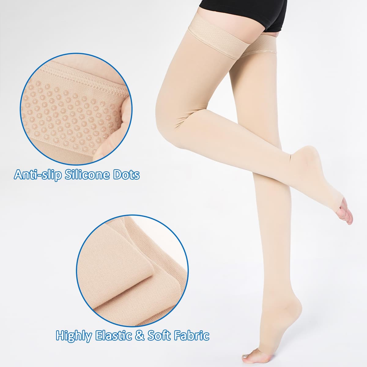 BellaAchtung Ciorapi compresie medicali 20-30 mmHg suport graduat – Negru