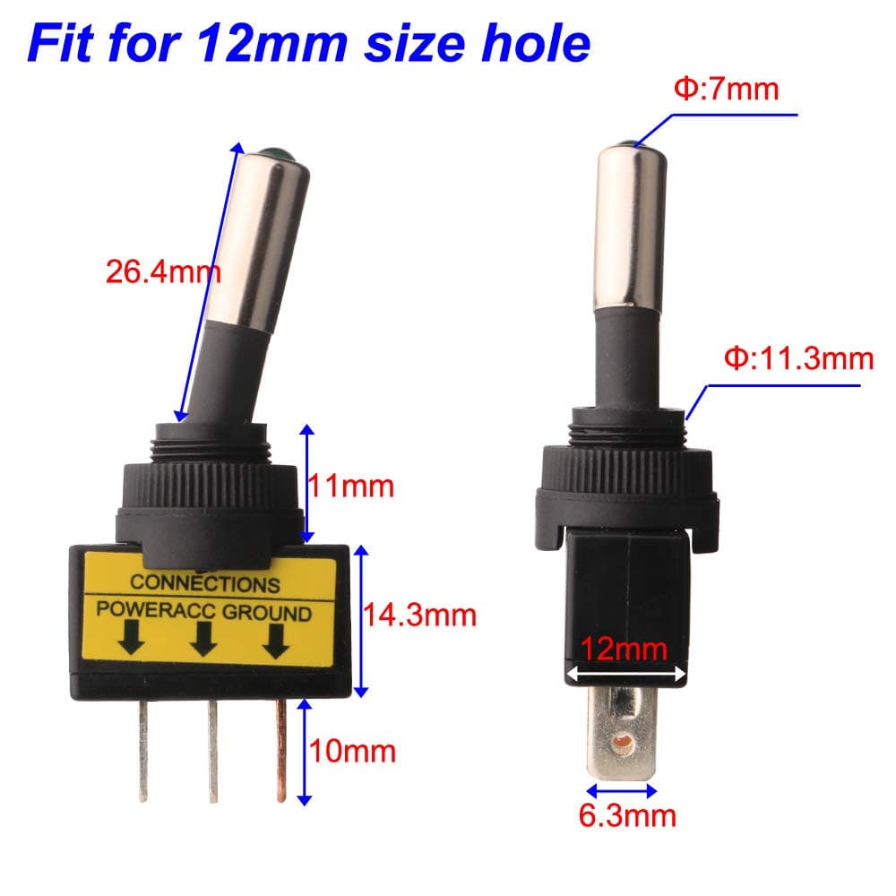 Set 6 întrerupătoare basculante auto cu lampă LED - albastru/roșu/verde