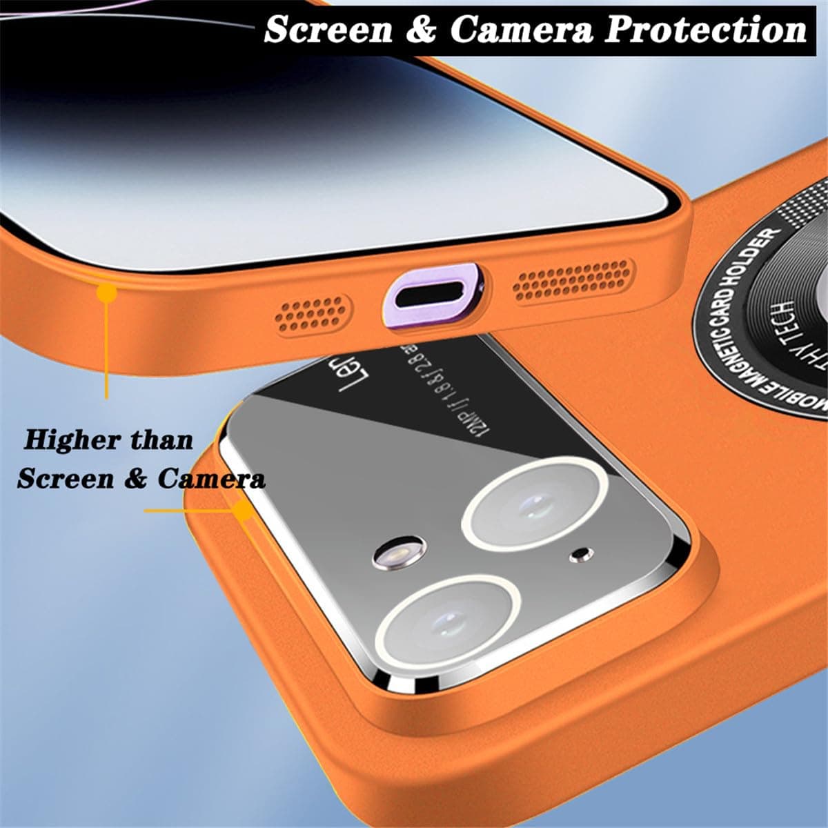 Rdyi6ba8 husă mată iPhone 14 Plus, compatibilă încărcare wireless protecție cameră ultra subțire portocaliu