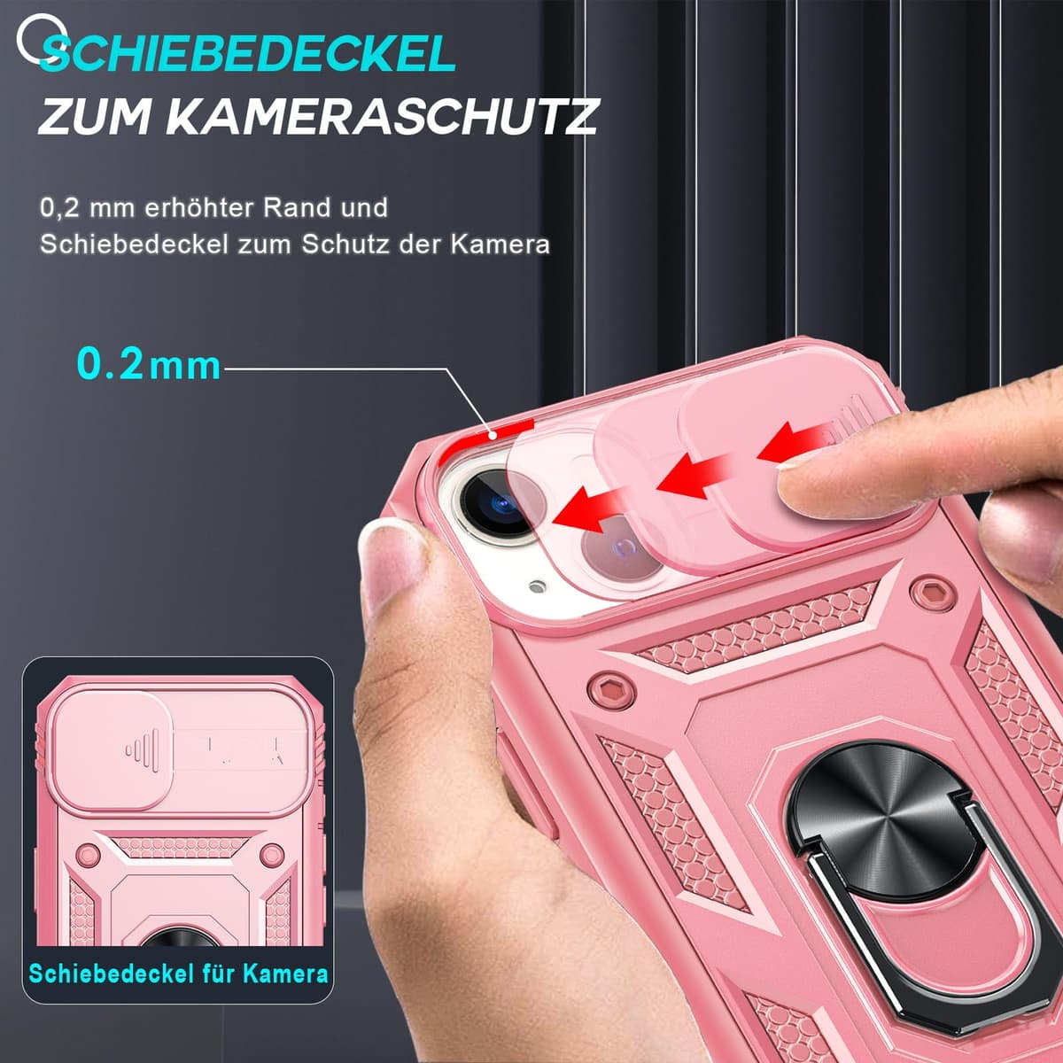 Husă iPhone 13 Protecție Militară cu 2 Folii Protecție Ecran – Roz