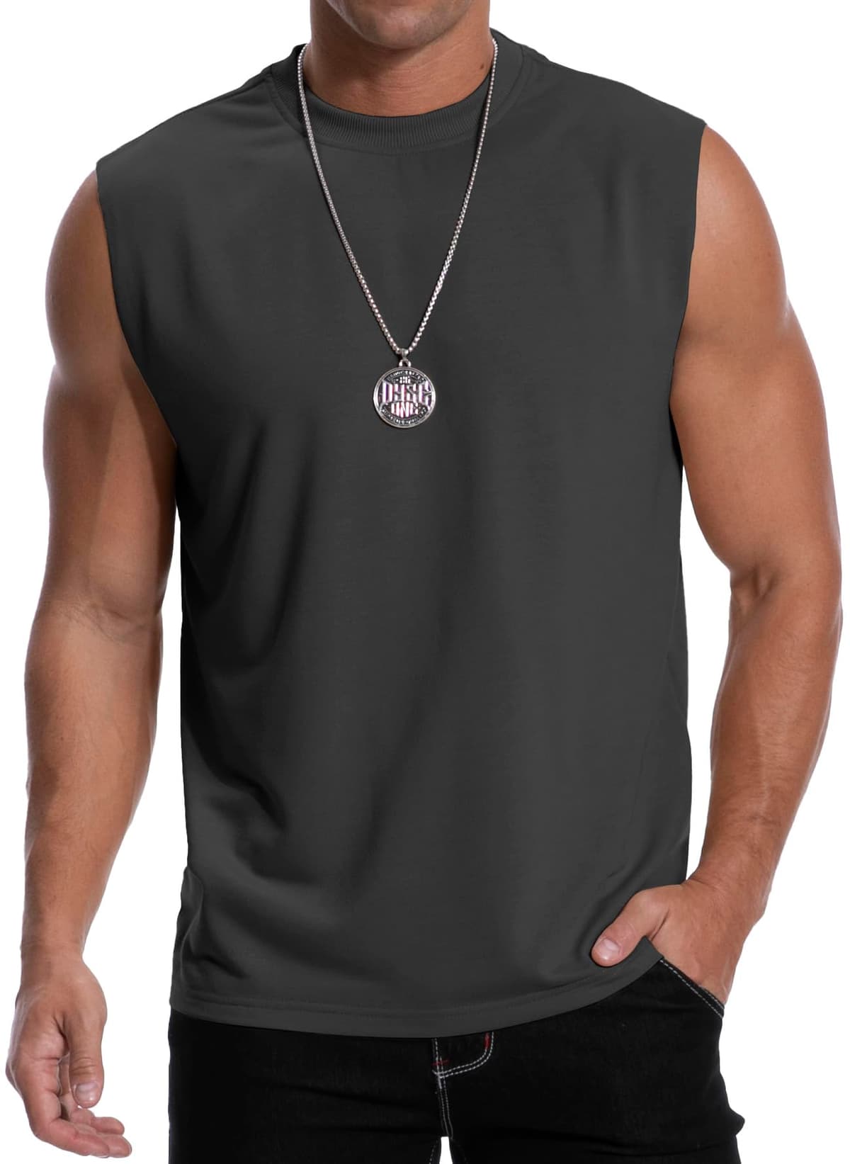 Tricou bărbătesc fără mâneci casual 100% poliester – albastru navy XXL