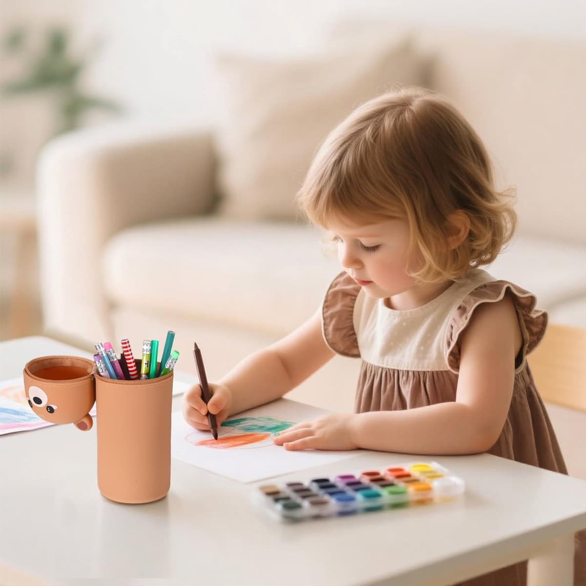 Penar Kawaii silicon 2-în-1 suport pixuri școală birou călătorie – Urs