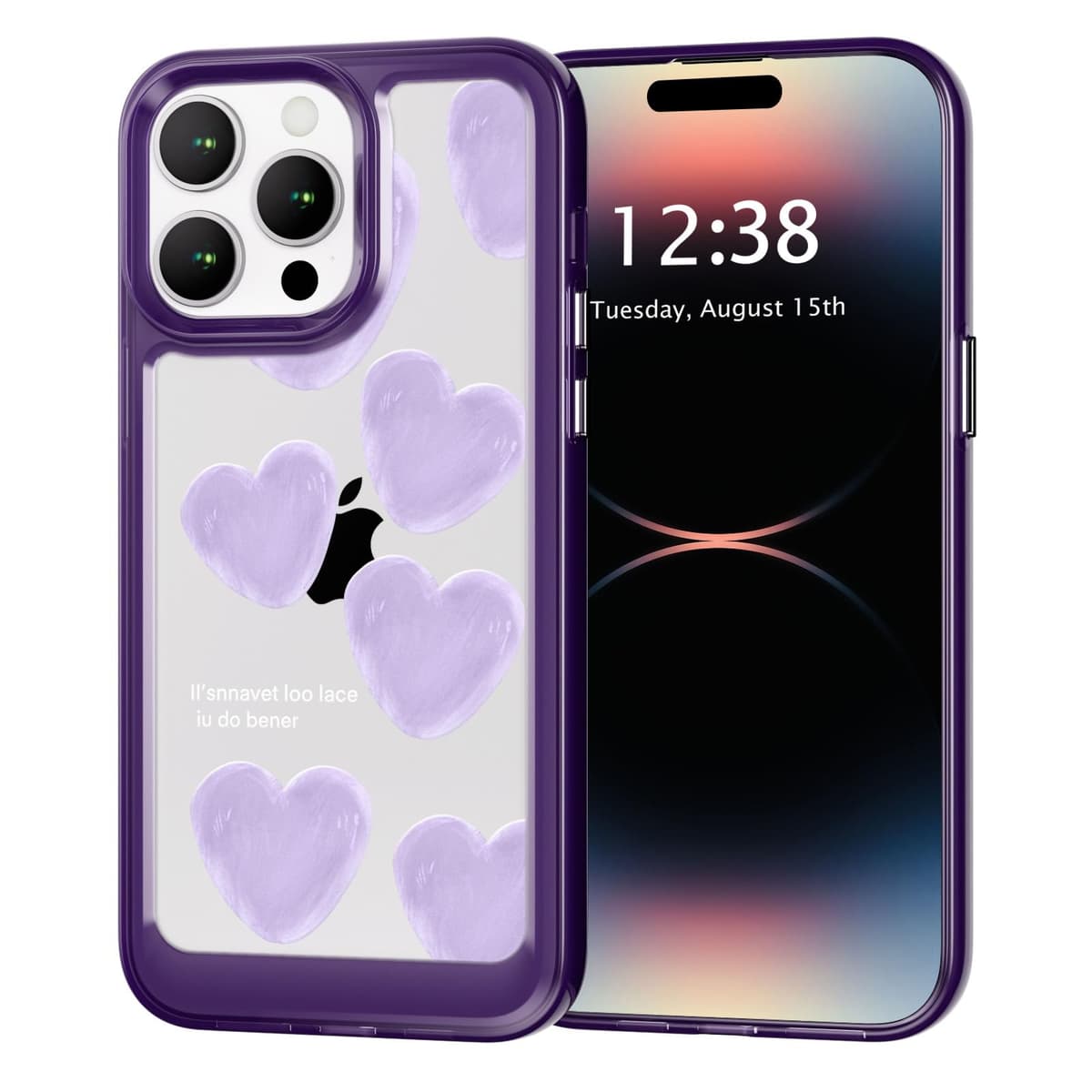 SharkProten Husă pentru iPhone 15 Pro Max TPU PC Subțire Antișoc Anti-zgâriere Protectivă Transparentă Model Floral pentru Fete Femei Violet