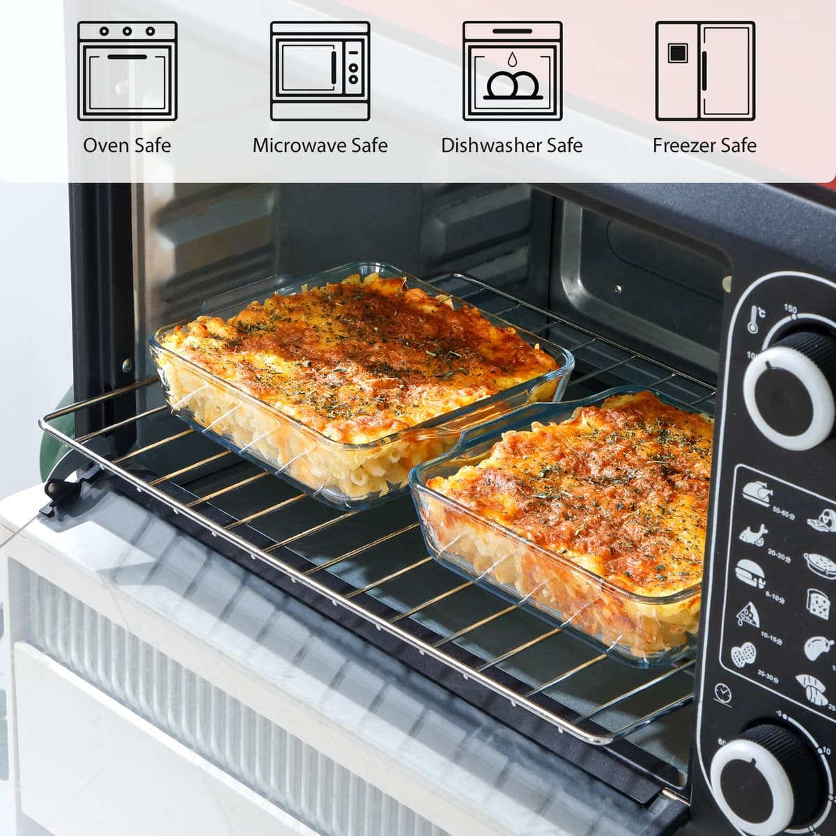 Set 2 tăvi sticlă borosilicată mini pentru cuptor și microunde – 0.8L