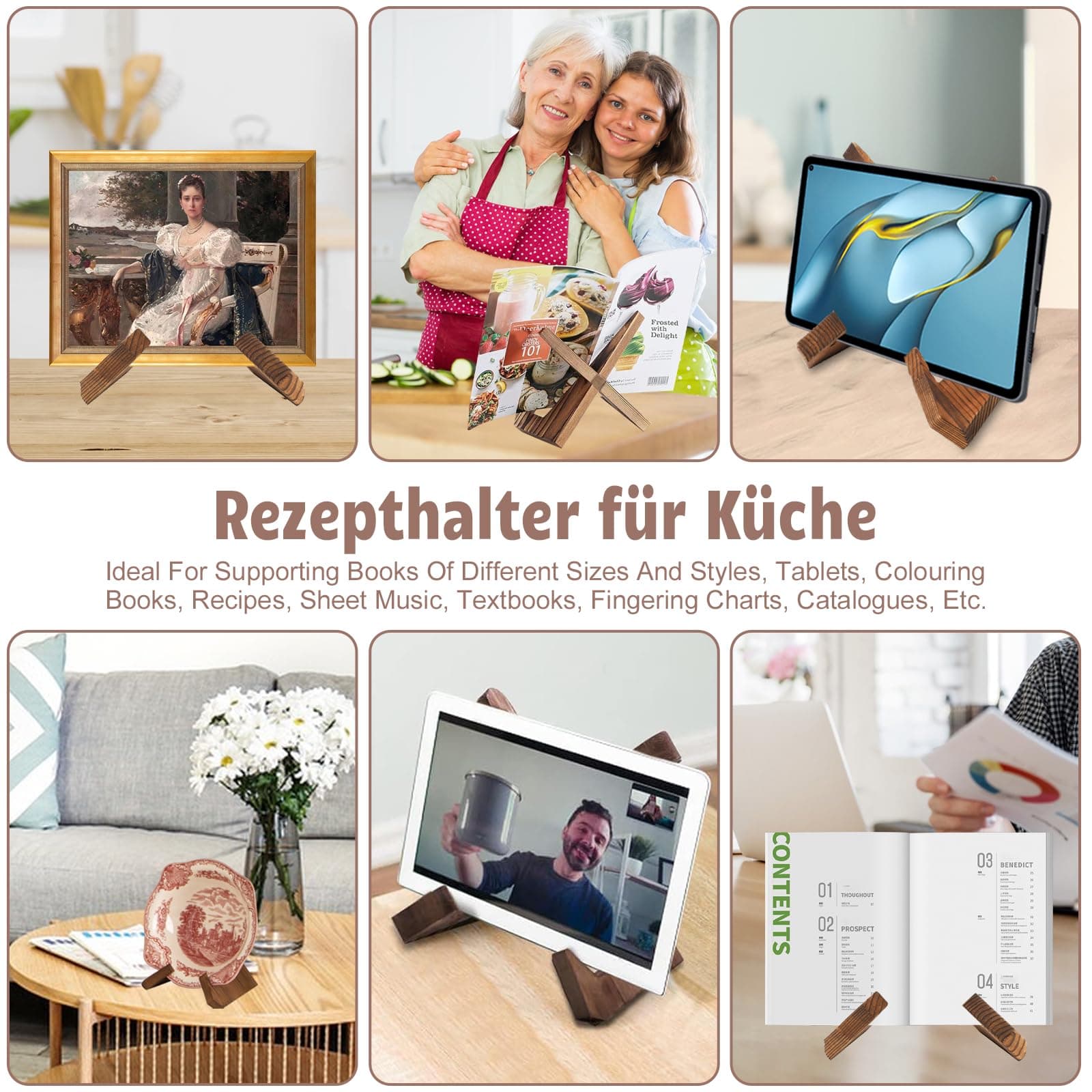 Suport cărți bucate lemn MOERDIFFER reglabil stand carte gătit