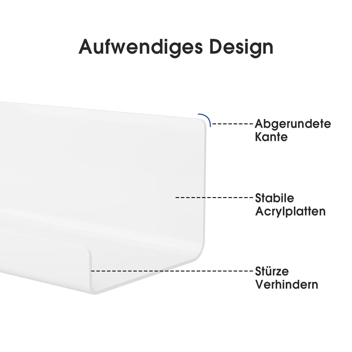 LOFTPLUS Raft perete fără găurire plutitor – Set 2 rafturi acrilice albe (32x10x8cm)