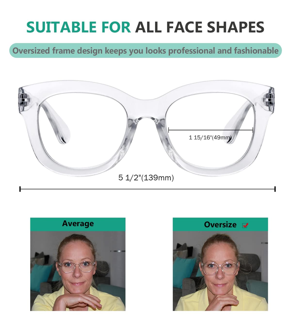 Ochelari citit supradimensionați stil retro pentru femei – negru +2.75