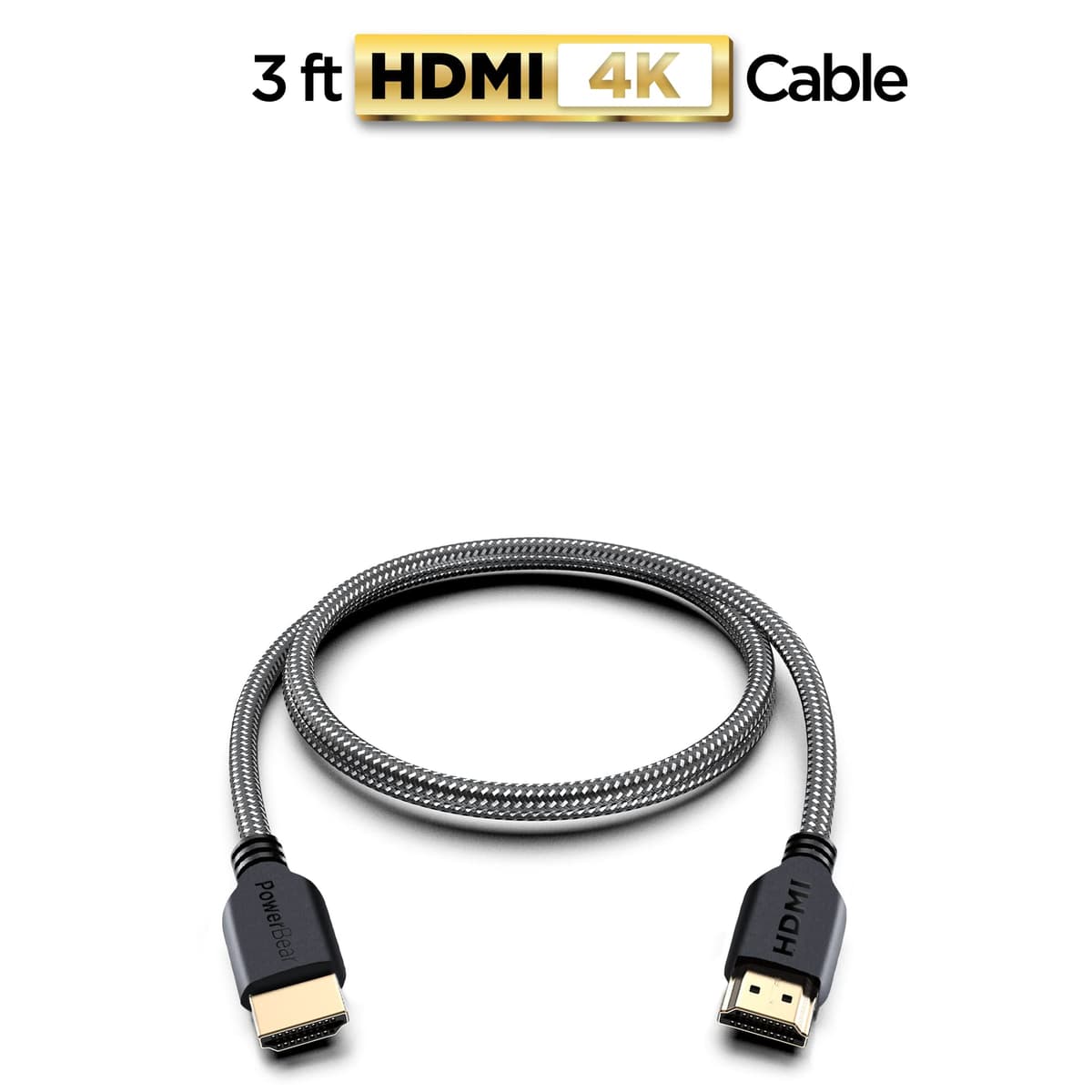 PowerBear Cablu HDMI 4K 1m 2-Pack 18Gbps Țesătură Nylon – Conectori Aurii
