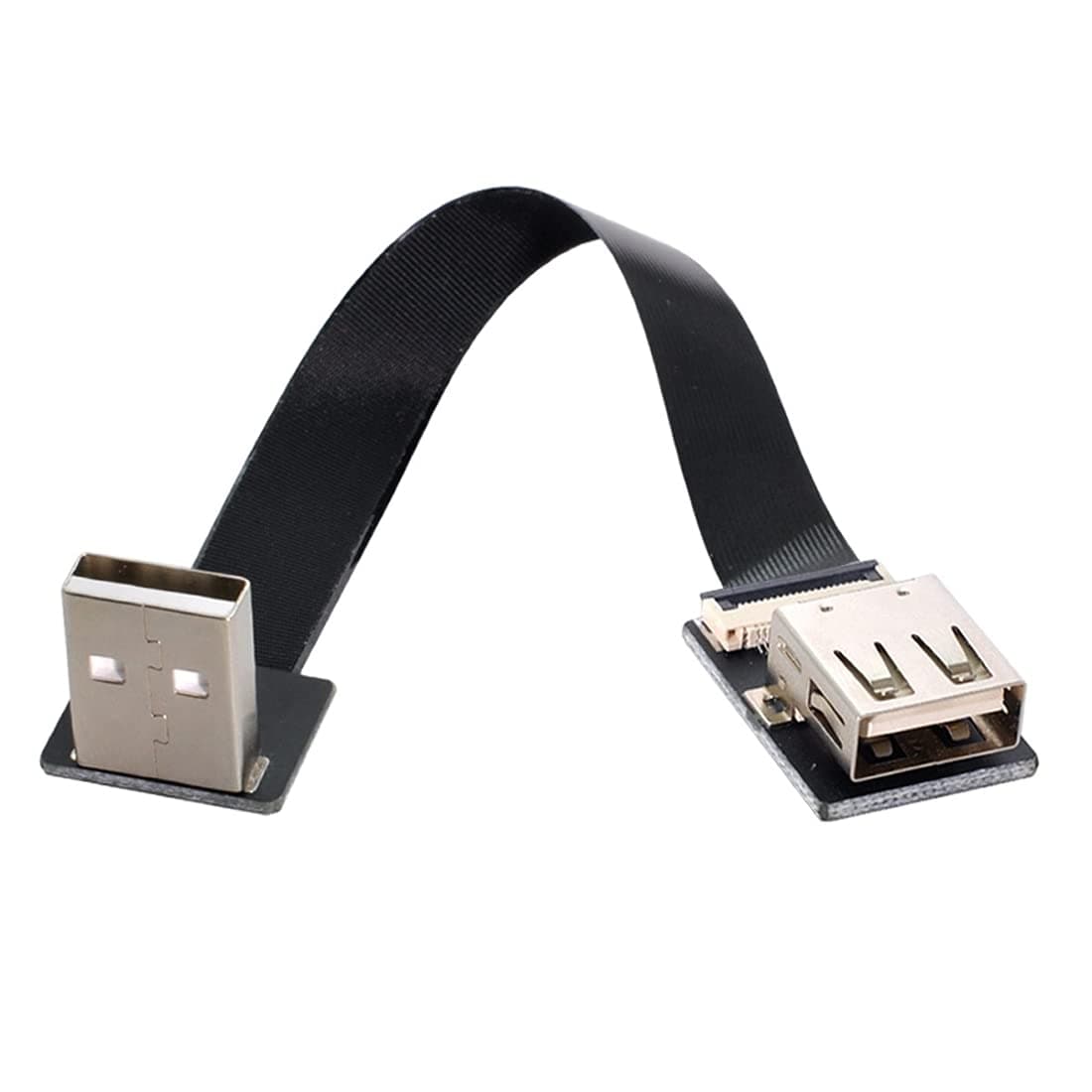 Cablu USB 2.0 plat bărbat-feminin unghi 90 grade 1.0M - negru