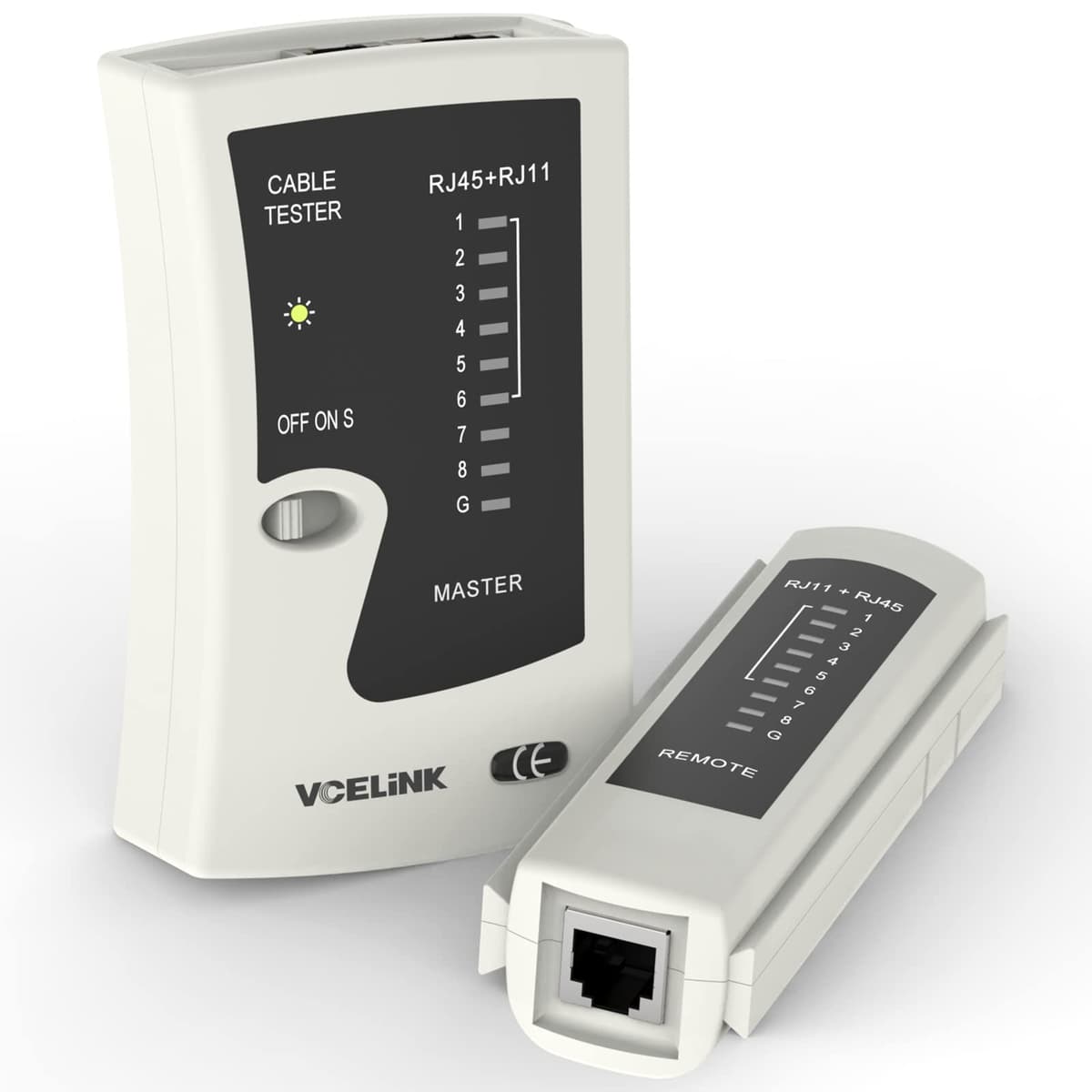VCELINK tester cablu, tester rețea pentru cablu RJ45 RJ11, tester LAN, tester cablu telefon, negru
