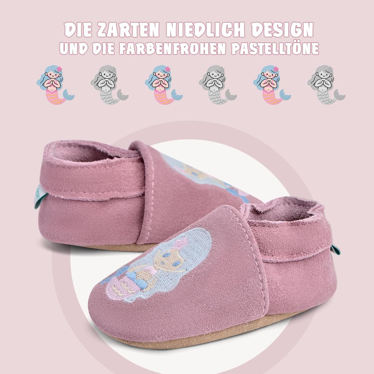 Pantofi bebeluși primi pași piele moale talpă întoarsă – roz 6-12 luni