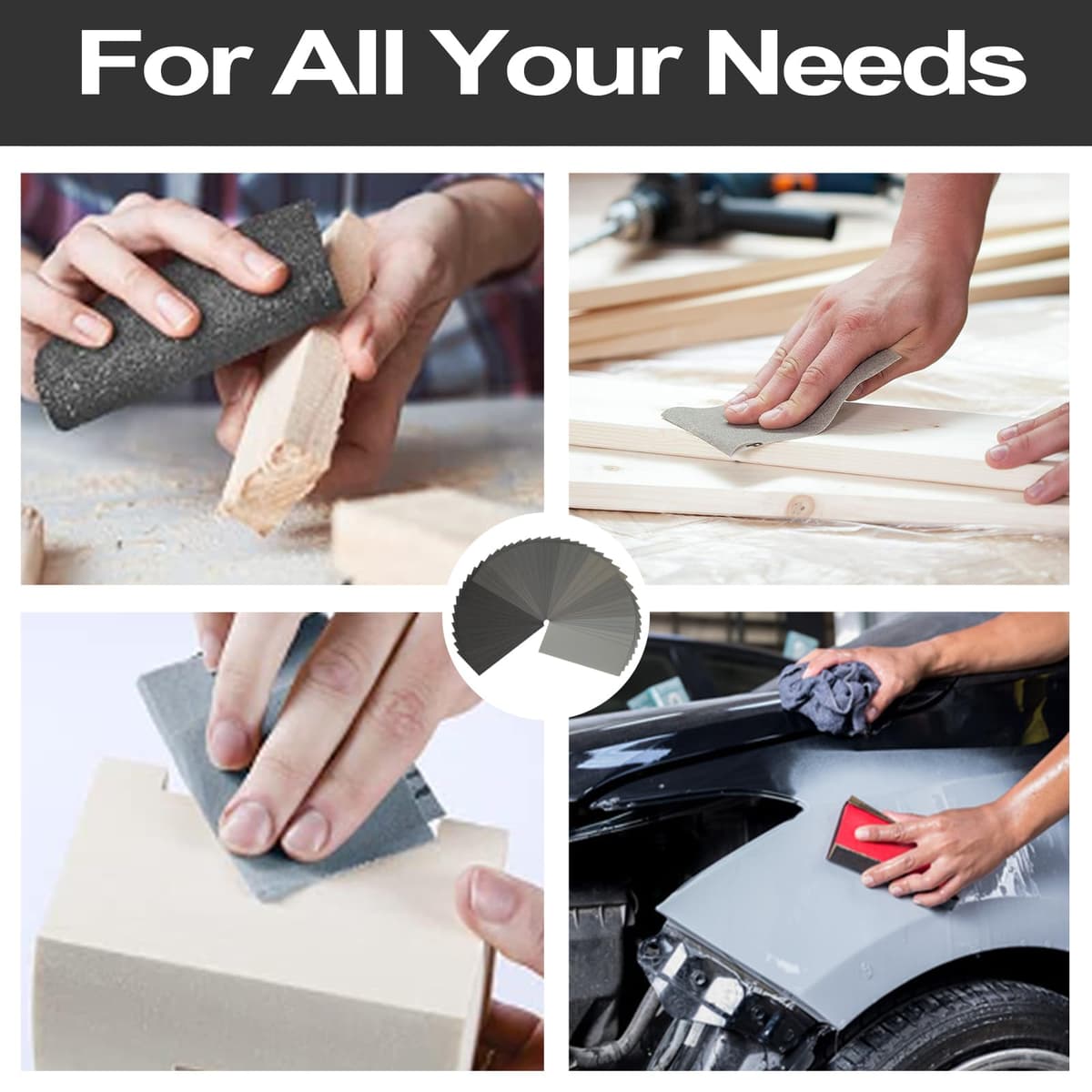 STEBRUAM Set hârtie abrazivă profesională 120 Grit, 21 piese umedă și uscată pentru mașină/mobilier lemn/piatră/vopsea/metal/sticlă, 23 x 9 cm