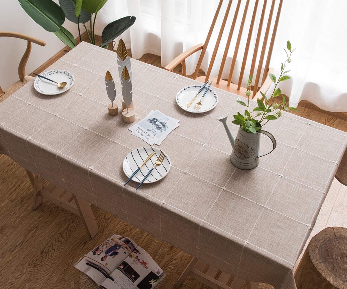 Plenmor față de masă bumbac in durabilă broderie latice pentru mese dreptunghiulare 135x300cm khaki
