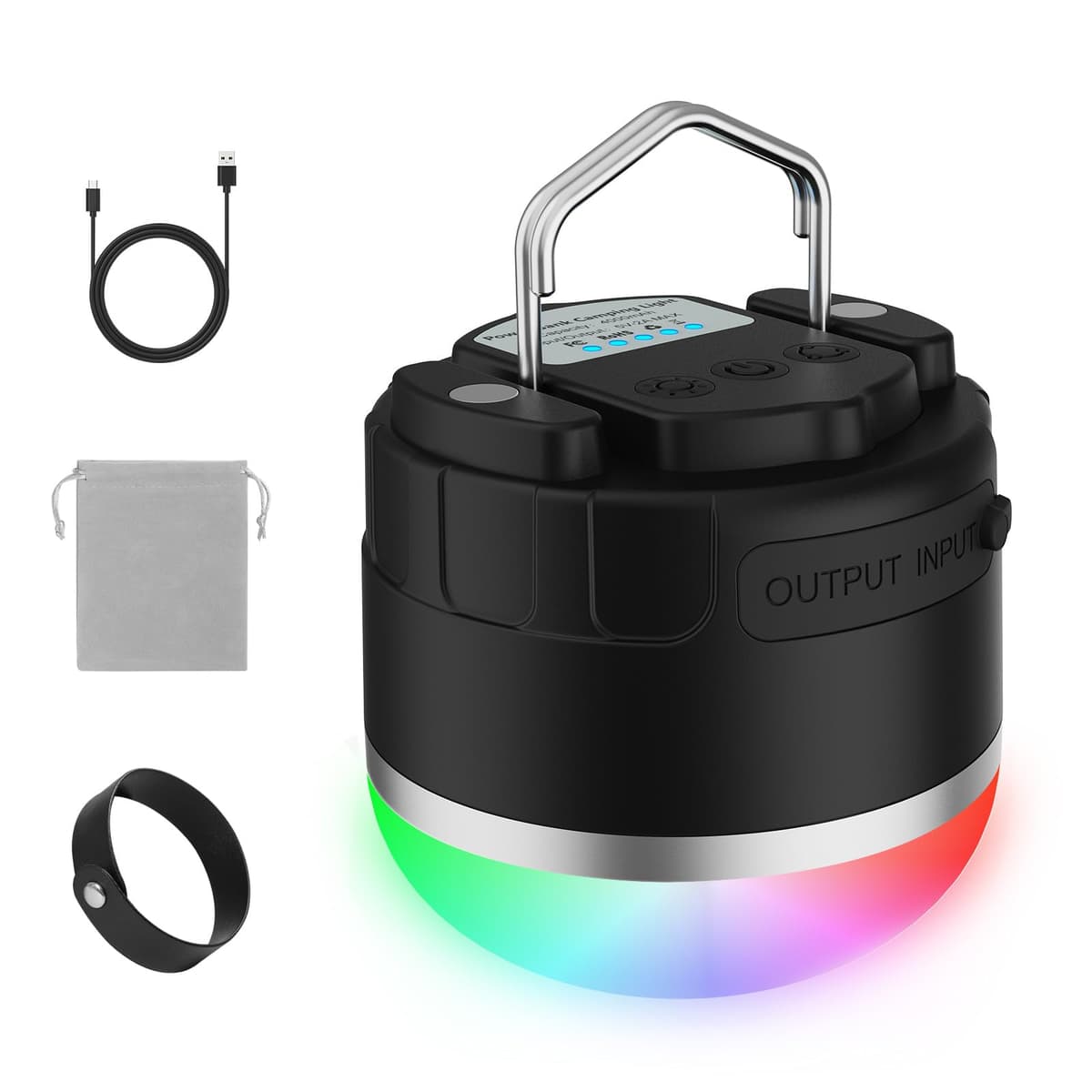 Lampă LED Camping Reîncărcabilă - Lampă Portabilă Cort cu Baterie 4000mAh, 12 Moduri Lumină RGB, Bază Magnetică, IP65 Rezistentă la Apă
