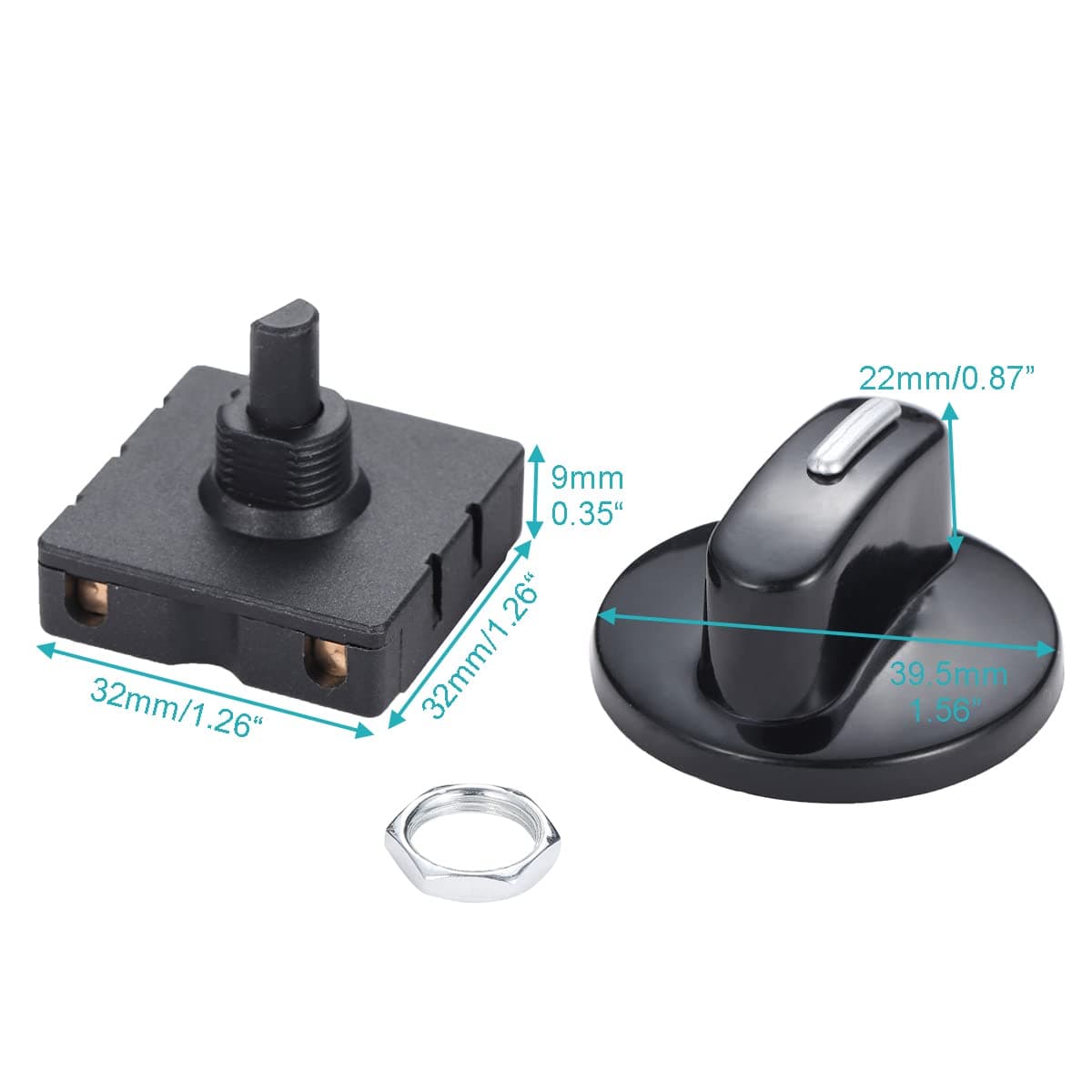 Greluma Întrerupător rotativ heavy duty 4 poziții 3 viteze 13A-125V/10A-250V selector ventilator încălzitor cu buton