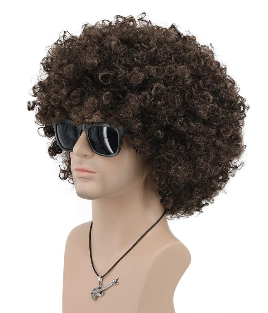 VGbeaty perucă afro anii 70s 80s maro scurt creț disco rocker bărbați femei cosplay