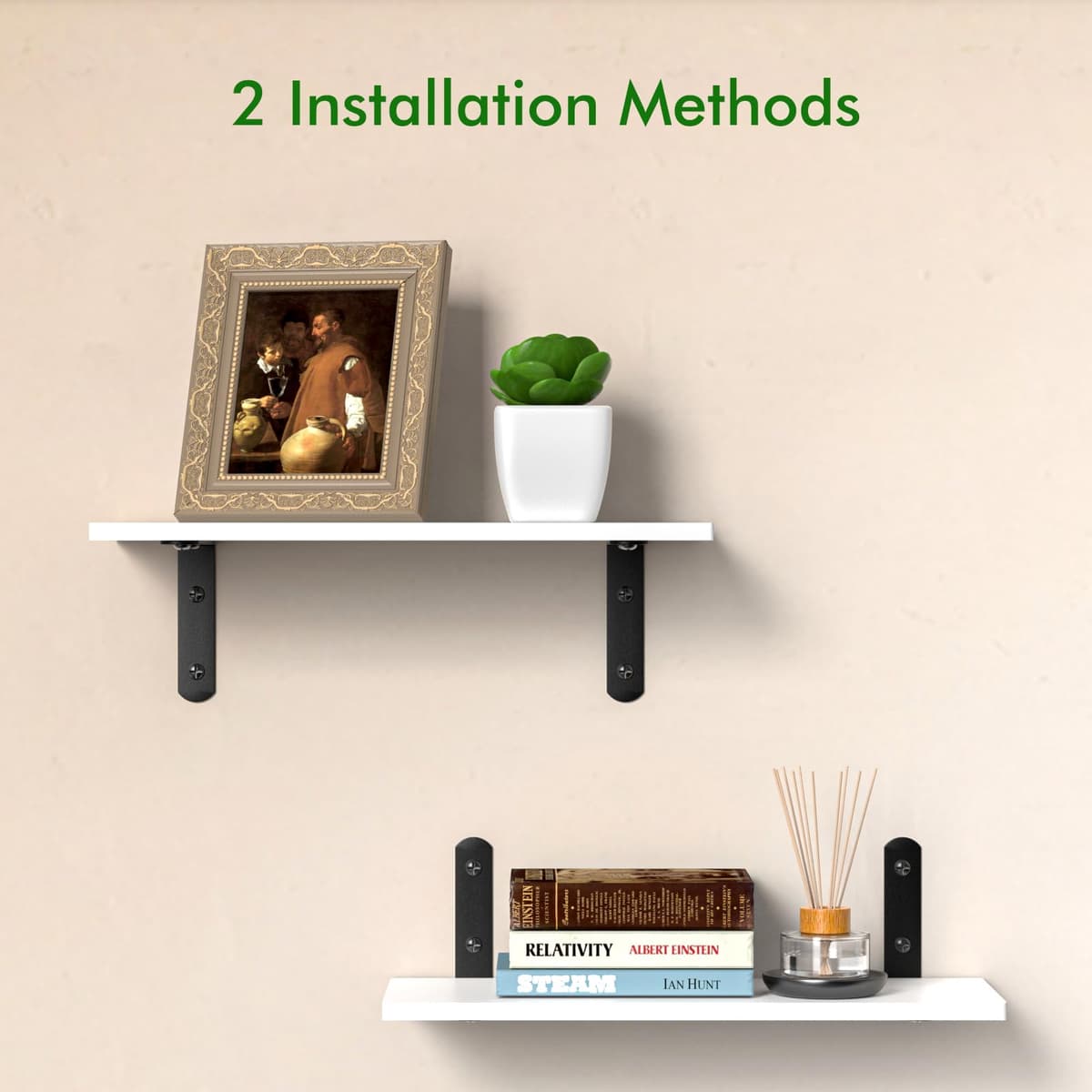 Diwoker Rafturi perete, 4 bucăți rafturi suspendate pentru depozitare, living, bucătărie, baie (alb)