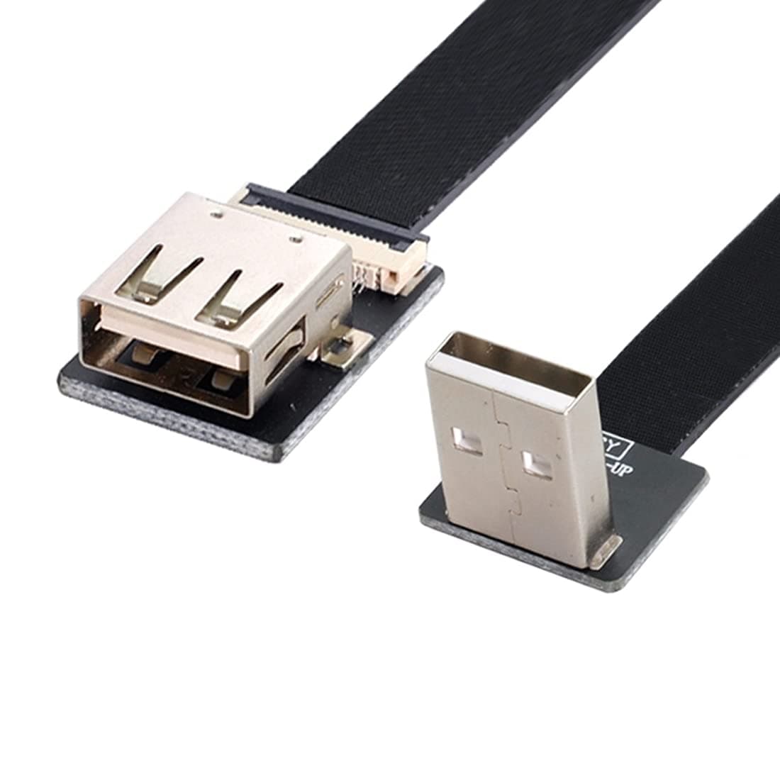 Cablu USB 2.0 plat bărbat-feminin unghi 90 grade 1.0M - negru