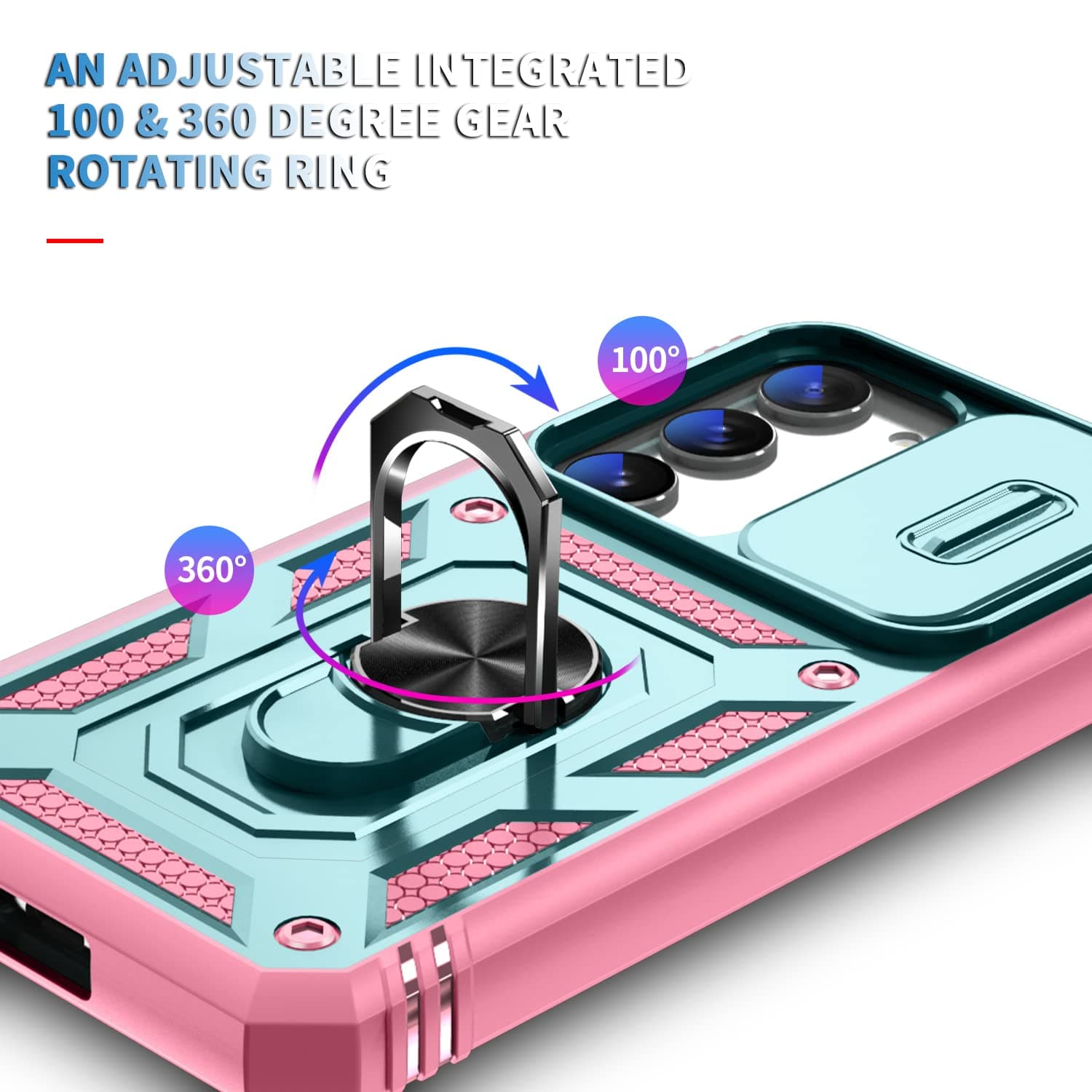 Husă Whyzshiyi Samsung S22 5G neagră stand rotativ militar anti-șoc