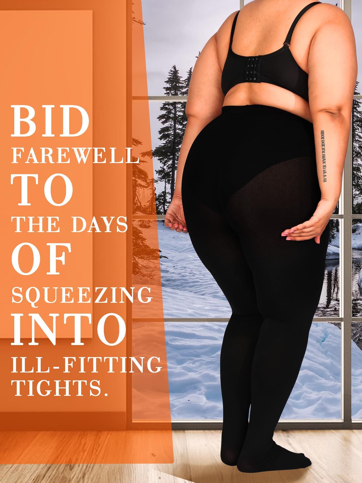 HONENNA ciorapi groși cu fleece pentru femei mărime mare termali - negru 3X-4X