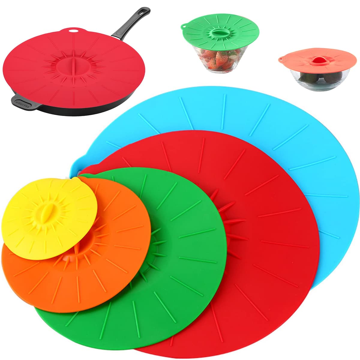 Set 5 capace silicon cu ventuză reutilizabile anti-praf – Culori asortate