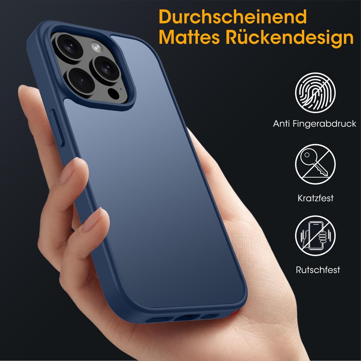 Andwing Husă Mată Protecție Militară Căzături pentru iPhone 14 Pro Max – Albastru Închis