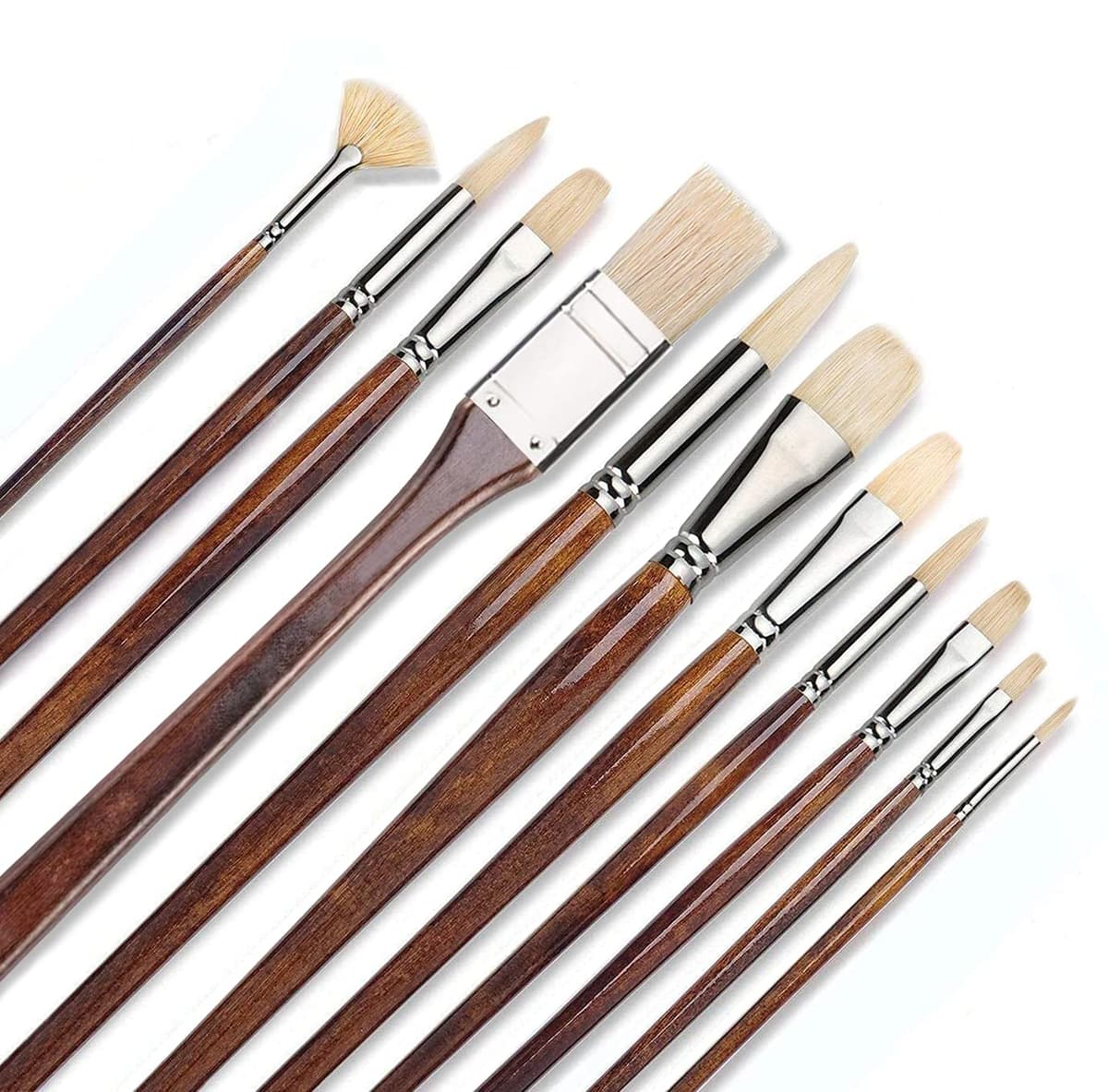 Set Pensule Păr Natural Pictură 11 Piese Păr Chungking Pur + Husă Gratuită – Maro