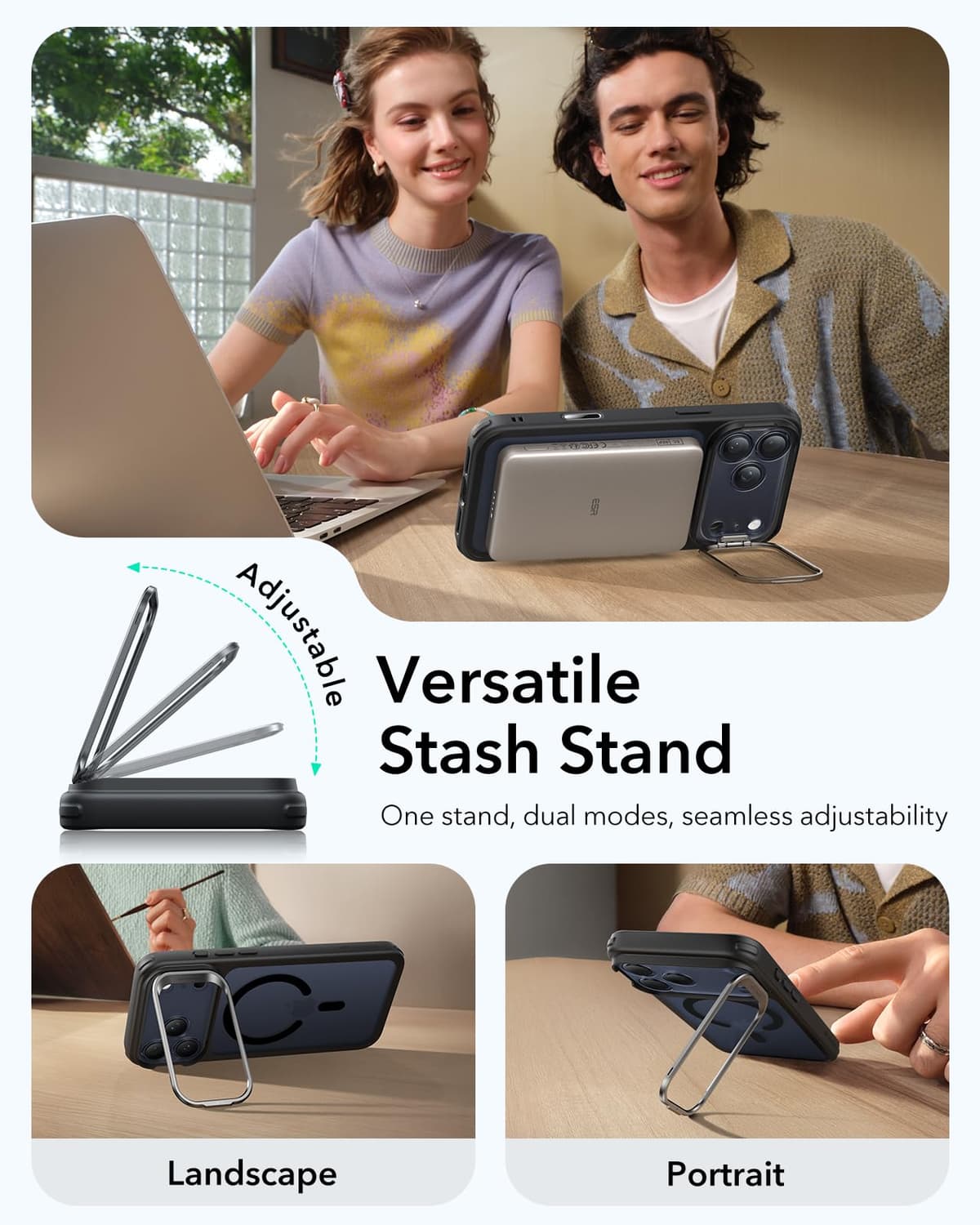 Husă iPhone 17 Pro Max compatibilă MagSafe cu suport încorporat protecție militară – negru mat