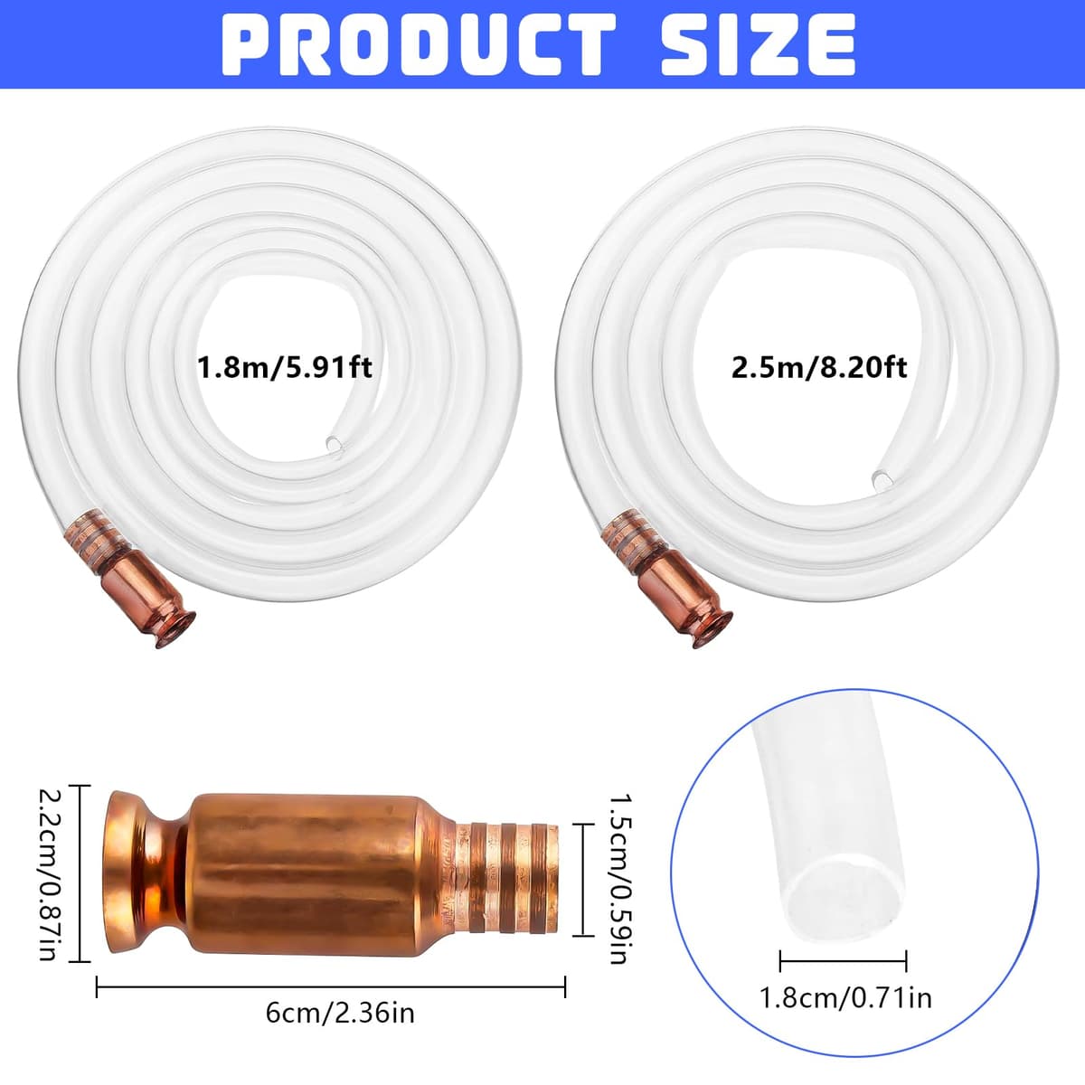 XSHAO® 2 bucăți furtun agitator benzină, 1.8M/2.5M auto-amorsant pentru transfer combustibil
