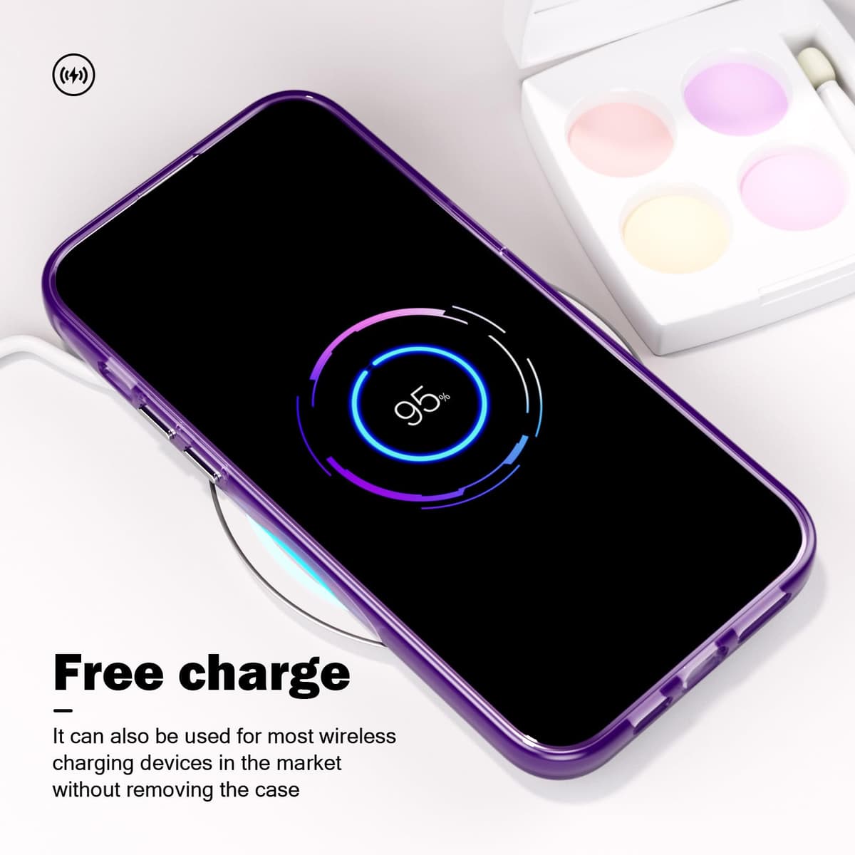 SharkProten Husă pentru iPhone 15 Pro Max TPU PC Subțire Antișoc Anti-zgâriere Protectivă Transparentă Model Floral pentru Fete Femei Violet