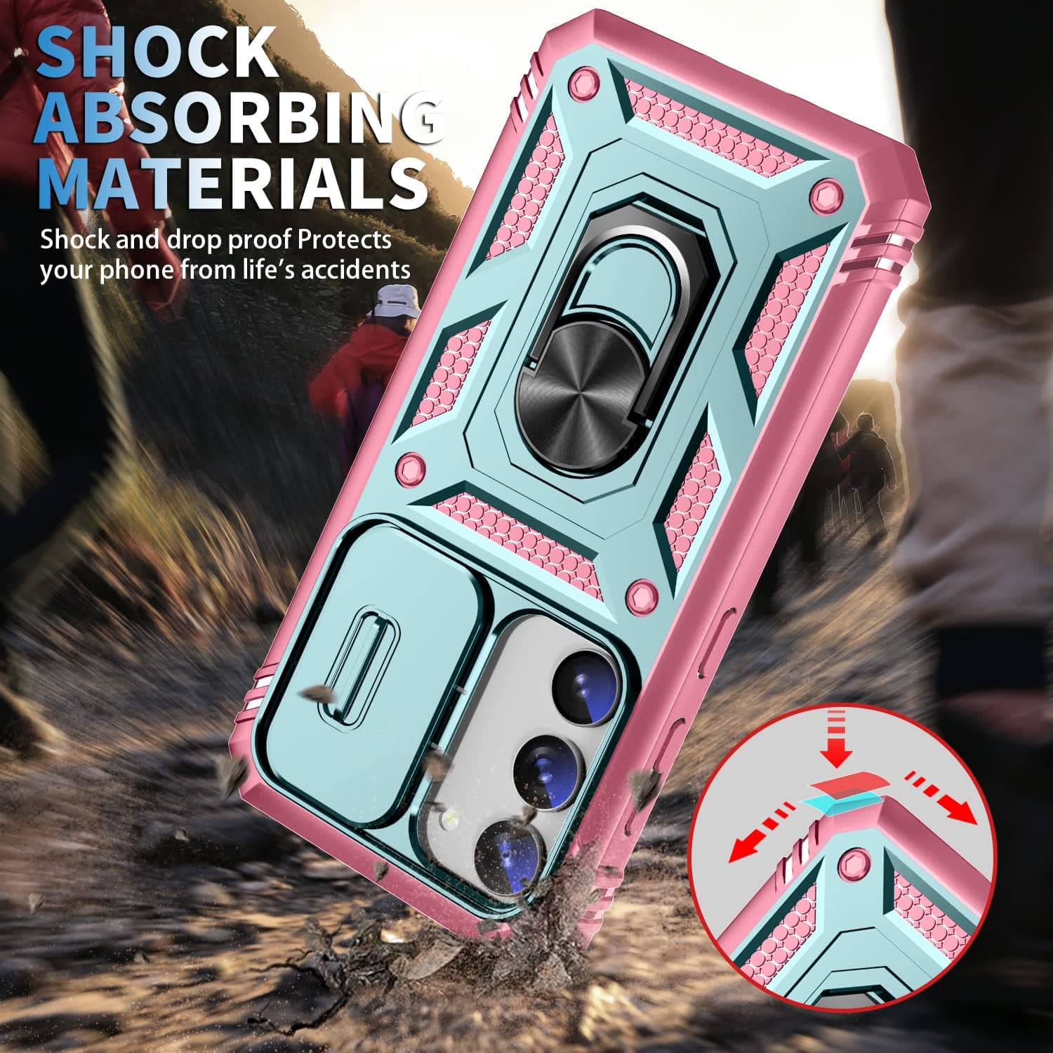 Husă Whyzshiyi Samsung S22 5G neagră stand rotativ militar anti-șoc