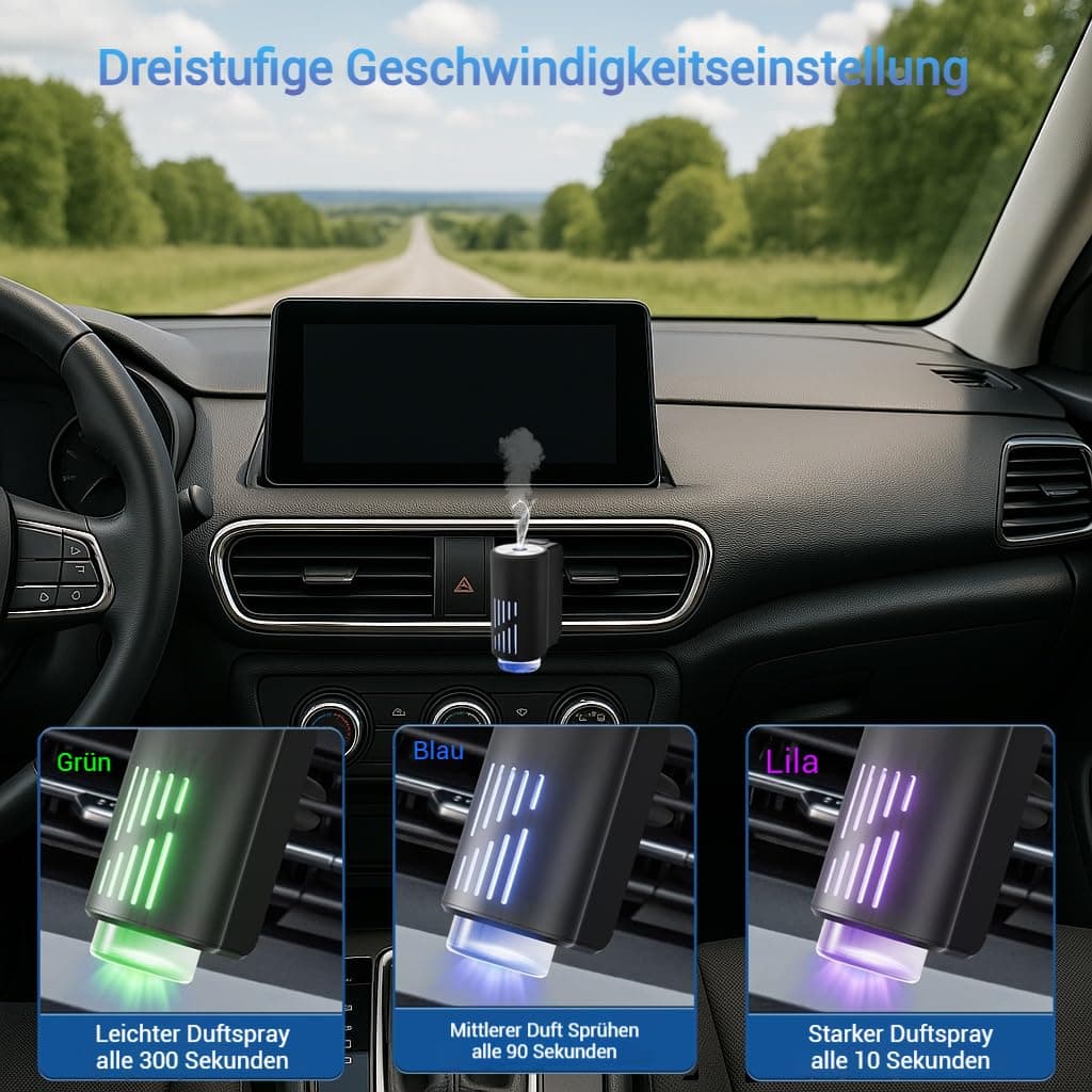 Odorizant auto electric Towonshy 6 bucăți, atomizor ultrasonic, 3 moduri inteligente, pornire/oprire automată, baterie încorporată, parfum natural francez, 12 luni prospețime