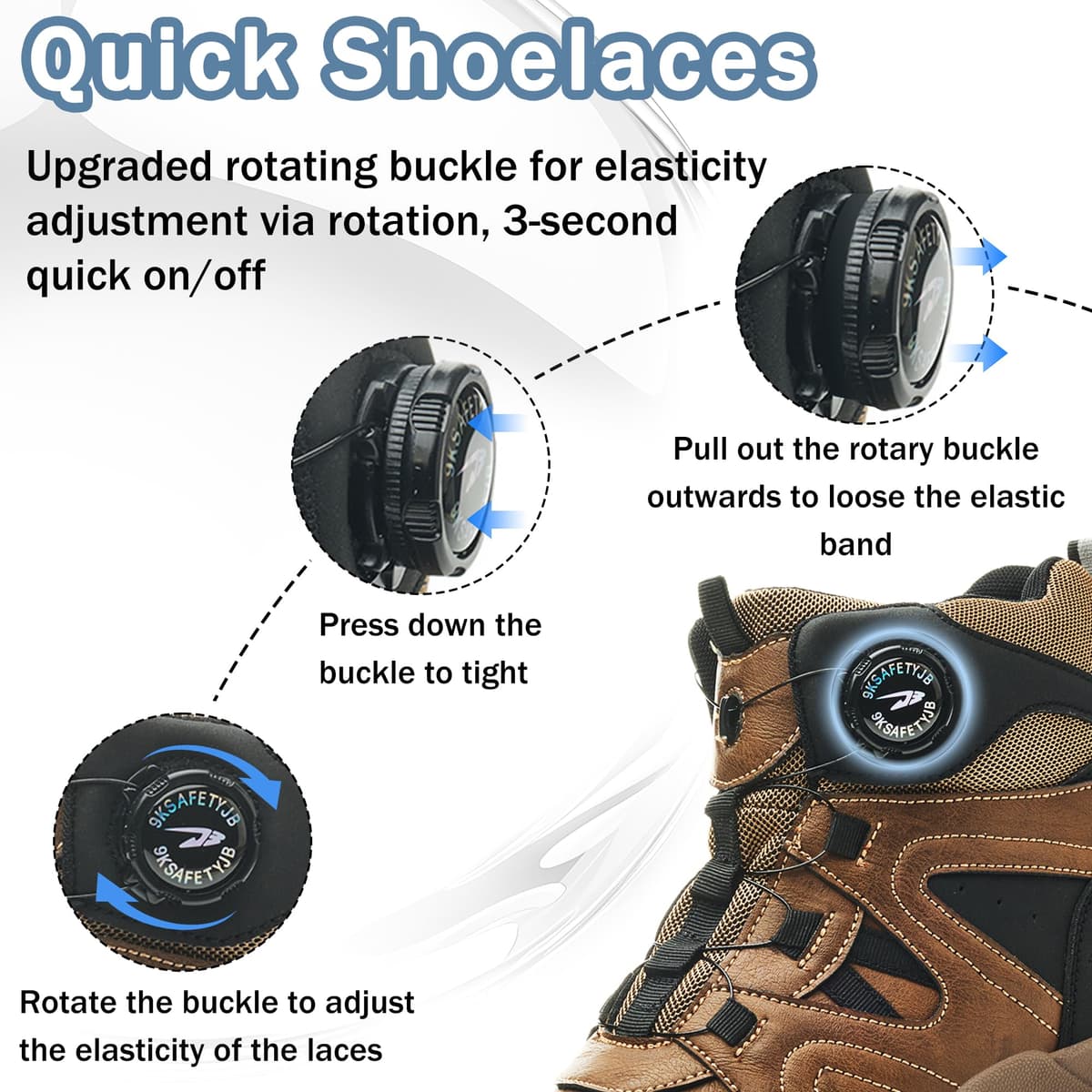 Bocanci siguranță anti-alunecare vârf oțel pantofi muncă – Maro EU 39